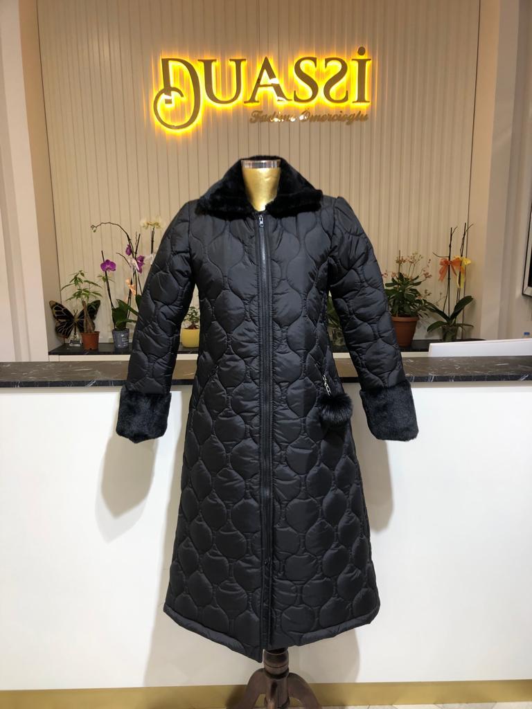 Kürk Detaylı Şişme Mont 7008 - SİYAH