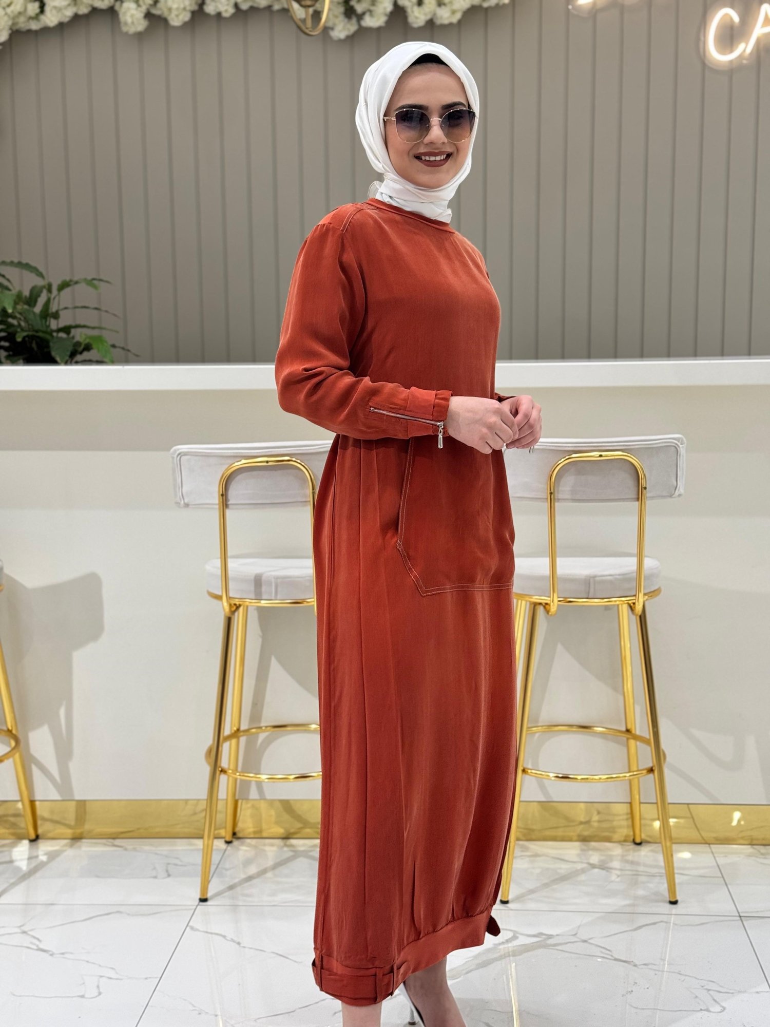 Misswhence Elbise 37838-T - TURUNCU