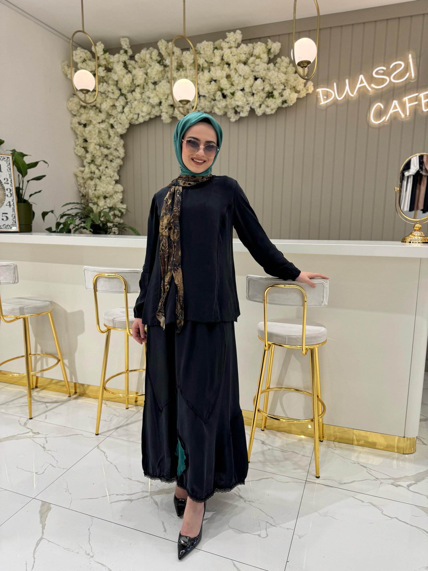 Misswhence Flarlı Etekli Takım 37003-S - SİYAH