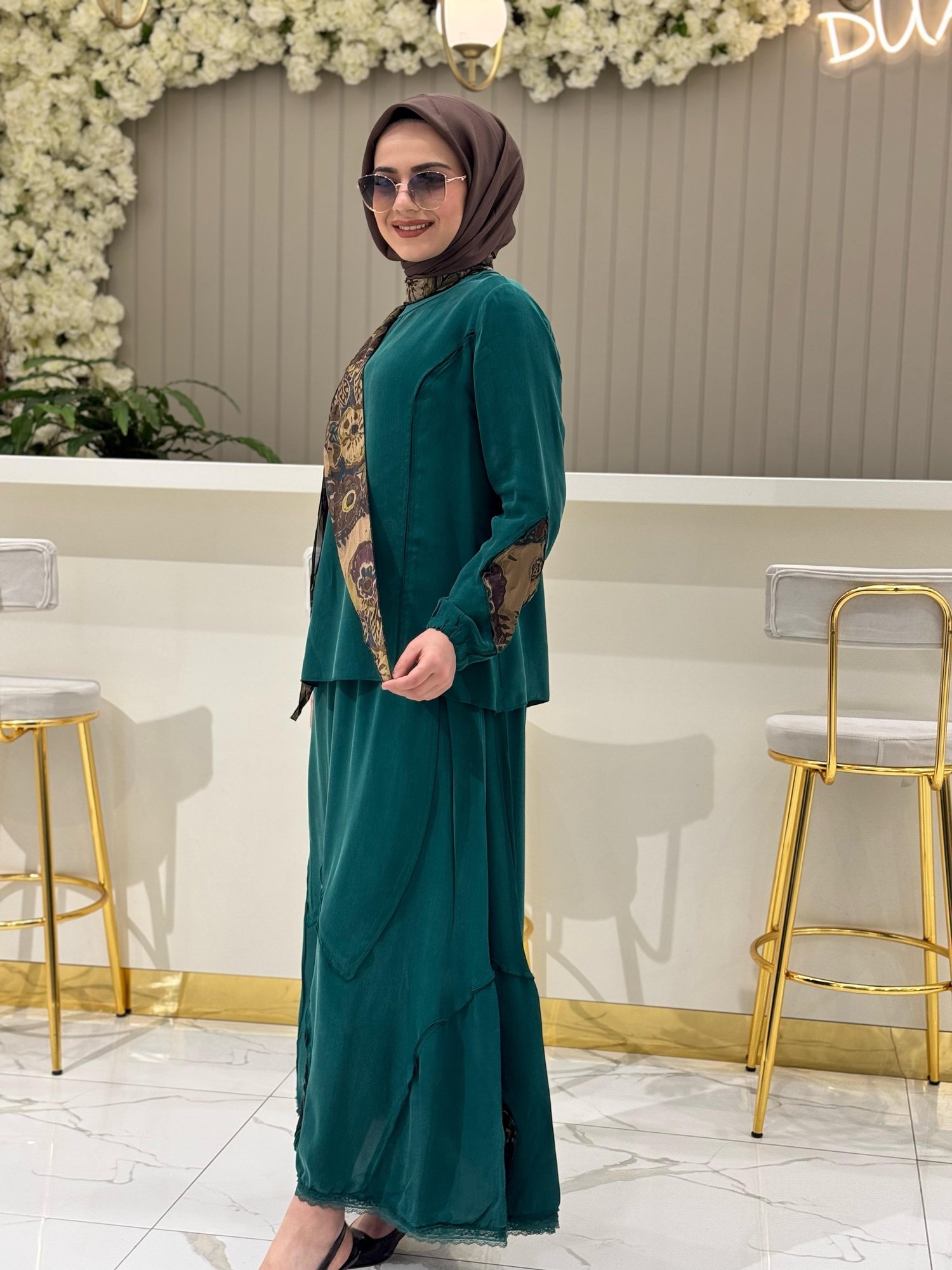 Misswhence Flarlı Etekli Takım 37003 - YEŞİL