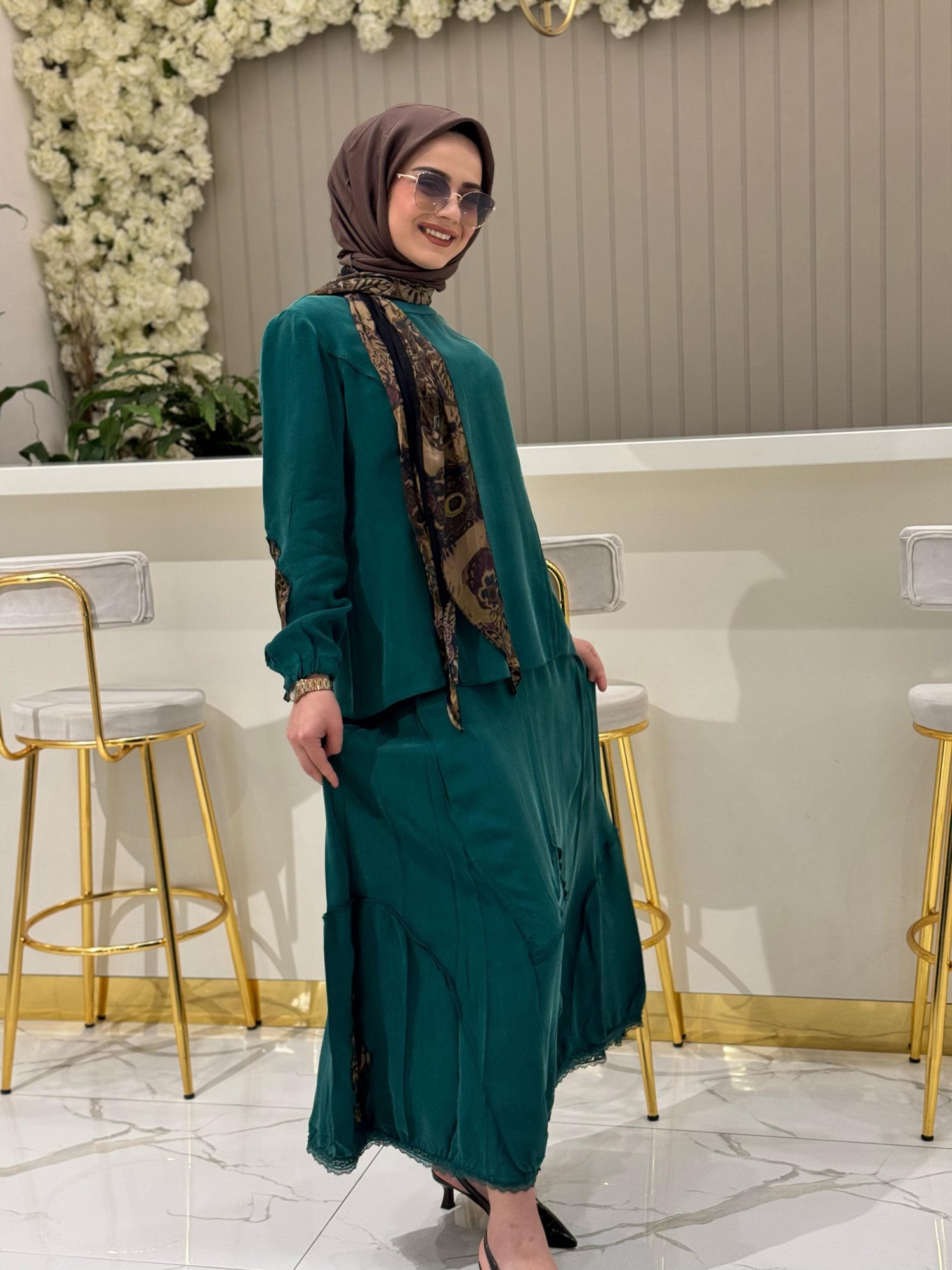 Misswhence Flarlı Etekli Takım 37003 - YEŞİL