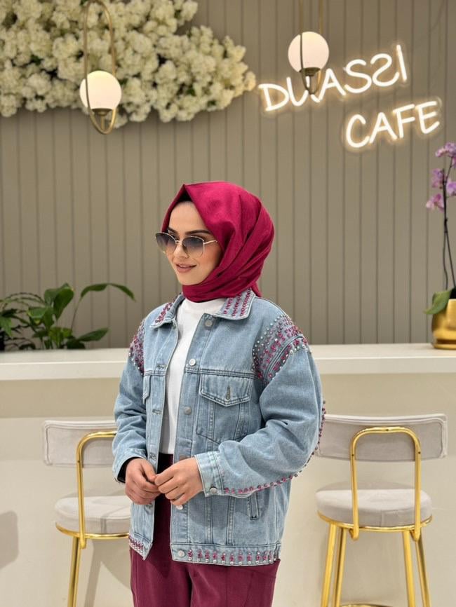 Monica denim Ceket 24S1074 - PEMBE