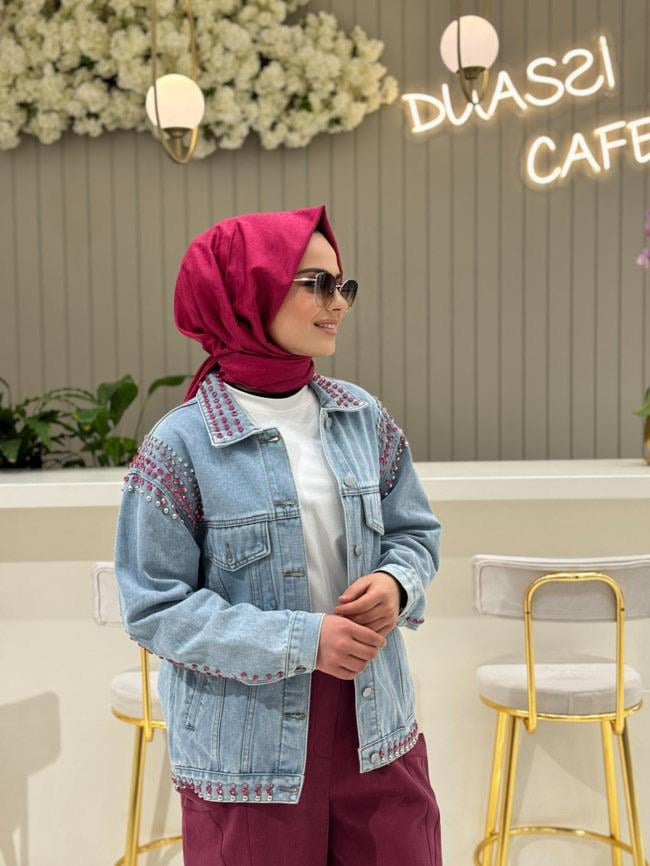 Monica denim Ceket 24S1074 - PEMBE