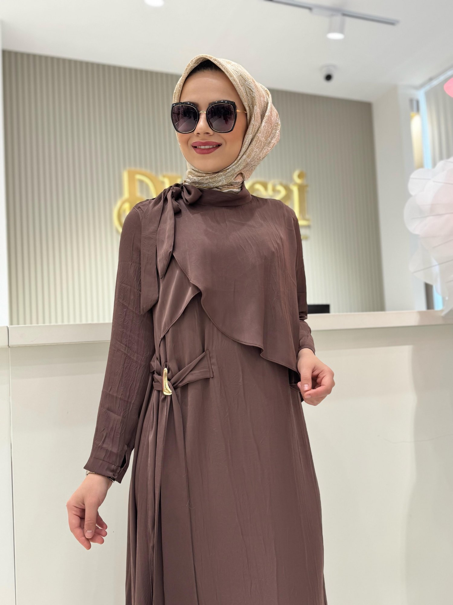 Müsemma Aylin Elbise  - KAHVE