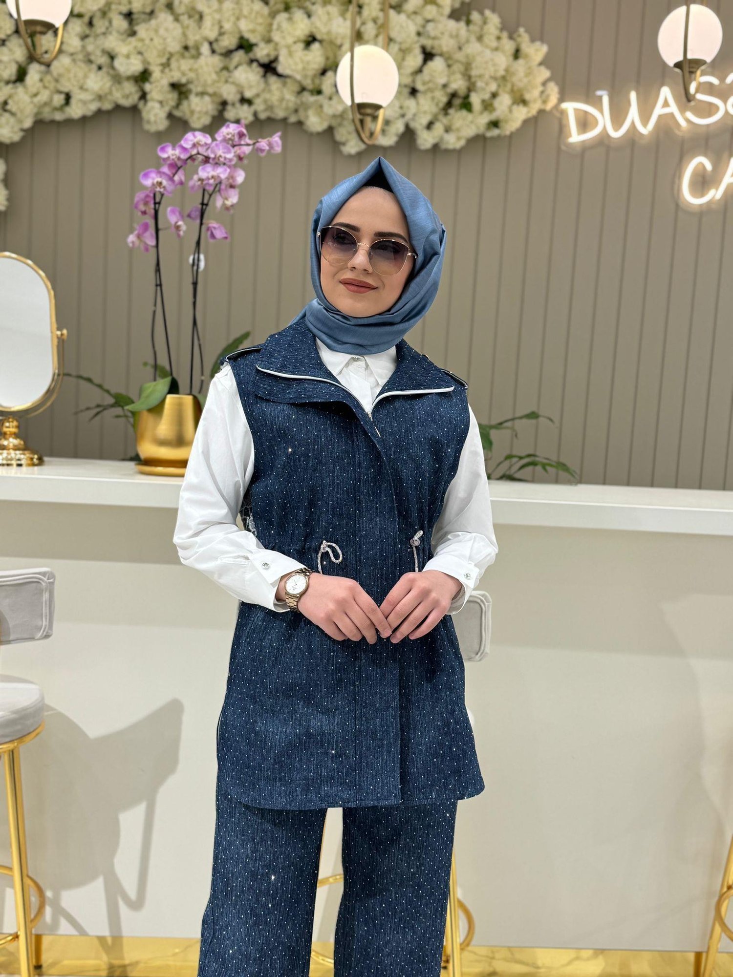My312 Arkası Dantelli Yelek 9901 - LACİVERT