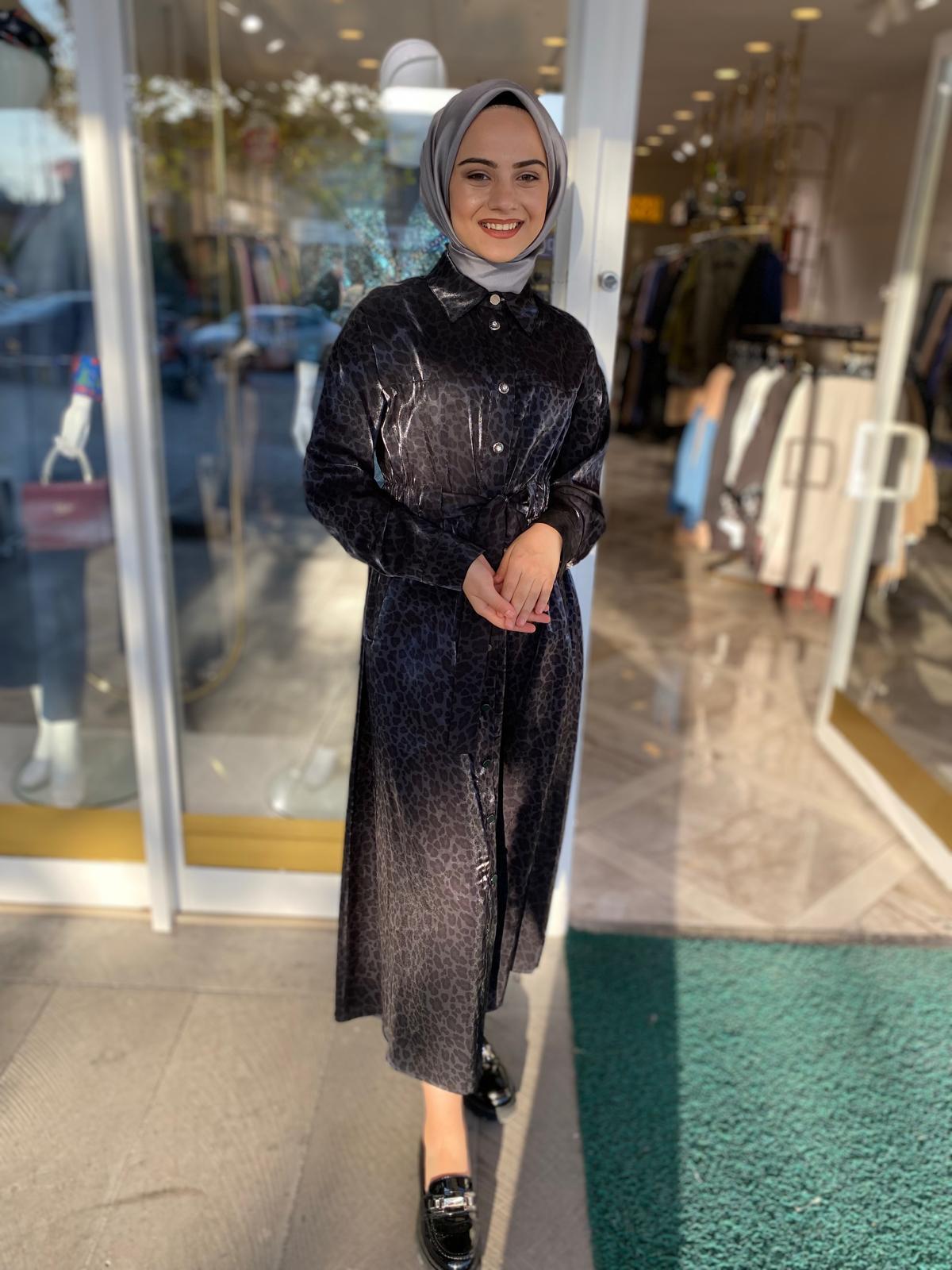 My312 Baskılı Elbise 5303 - SİYAH