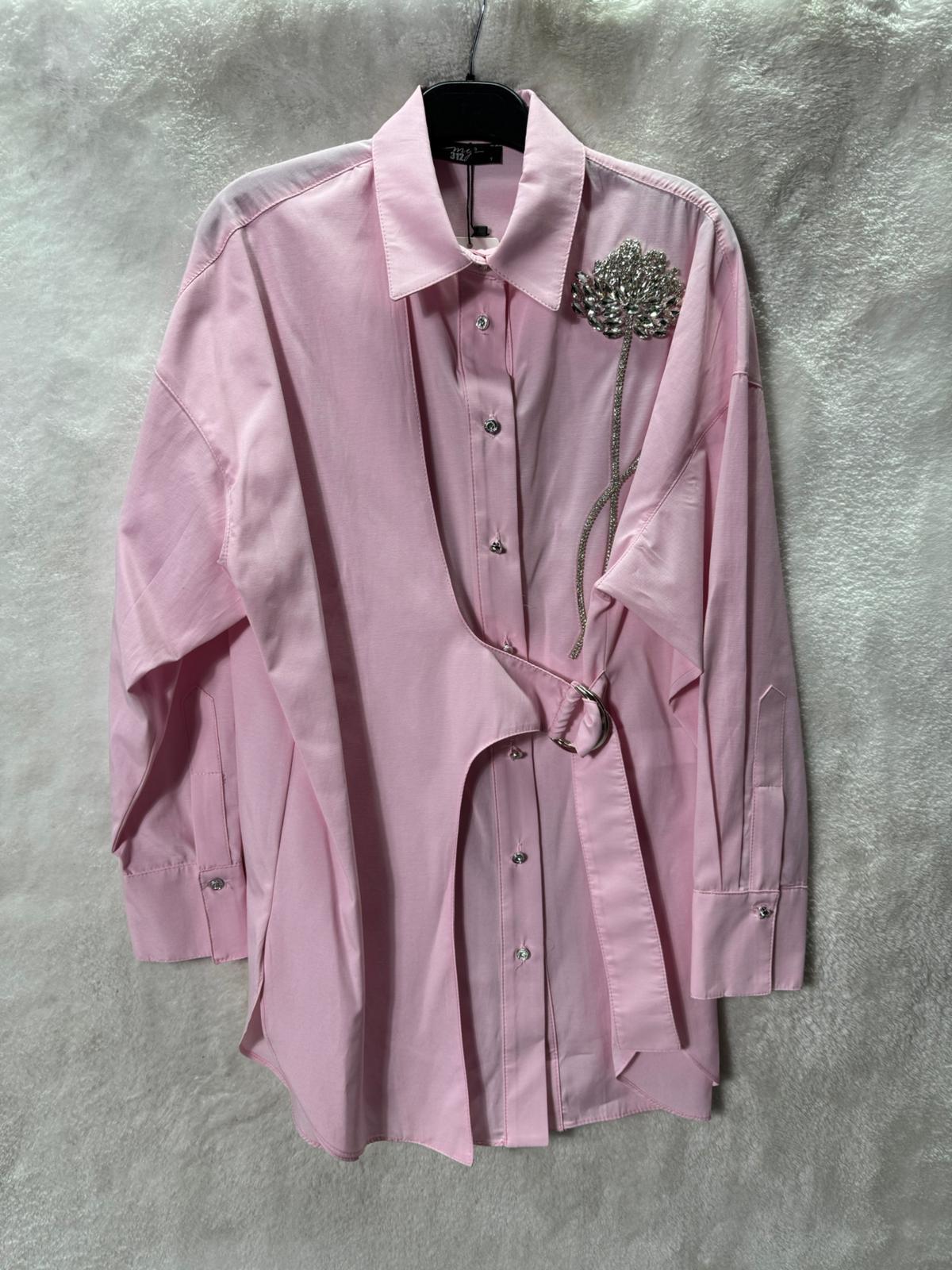 My312 Çiçek Detaylı Gömlek 8613 - PEMBE