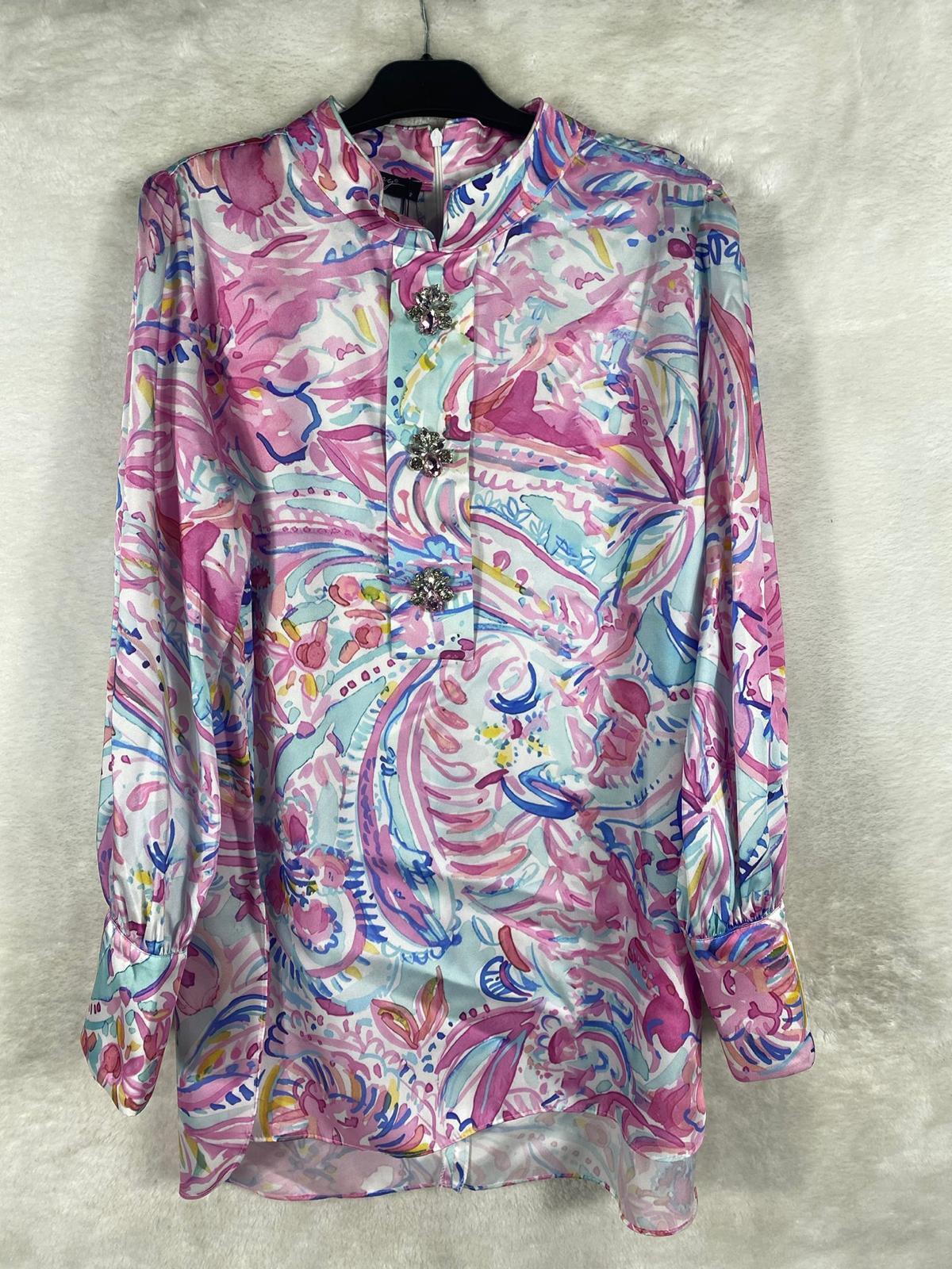 My312 Çiçekli Taşlı Tunik 8217 - PEMBE