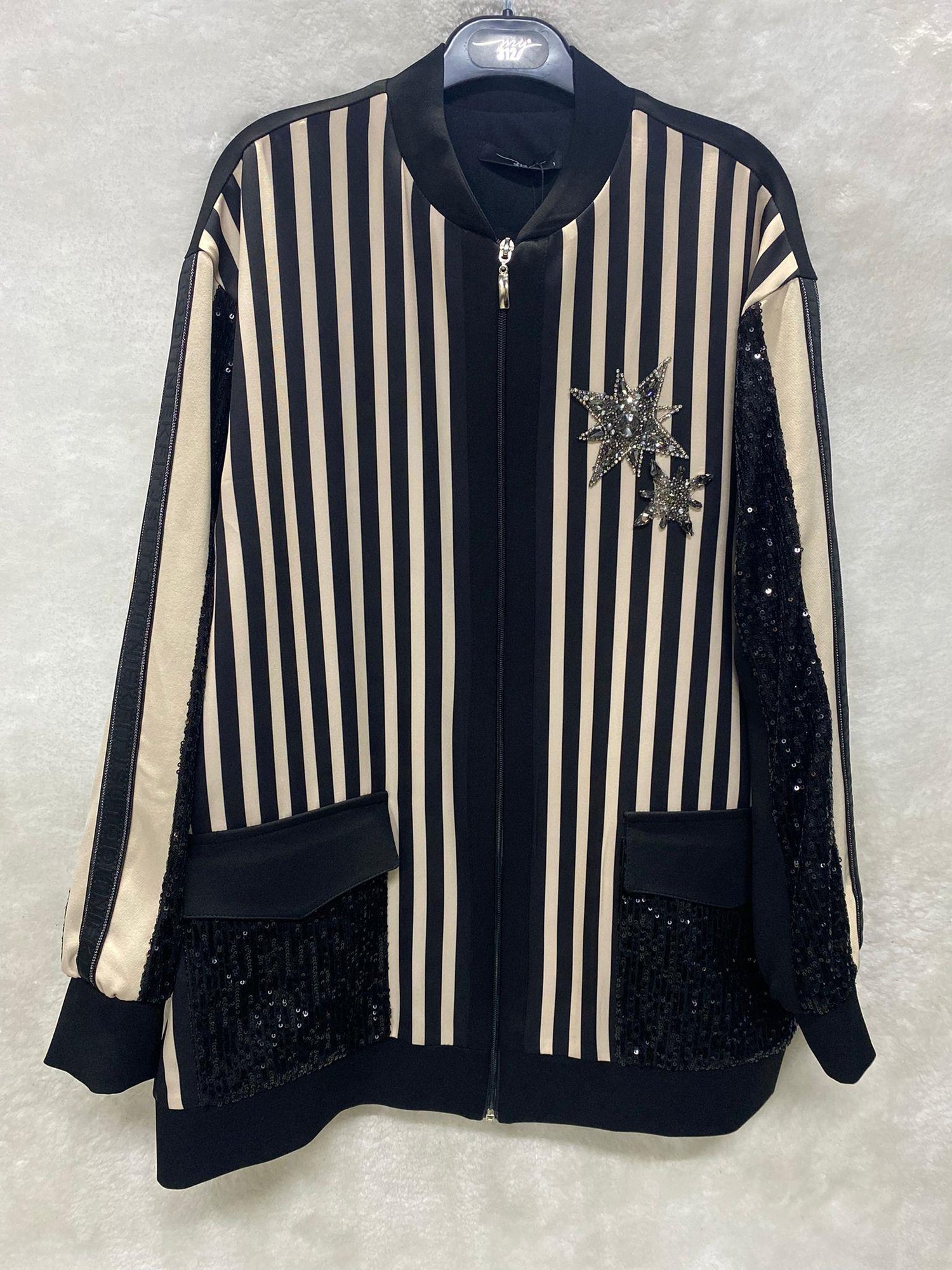 My312 Çizgili Bomber Ceket 7200 - SİYAH