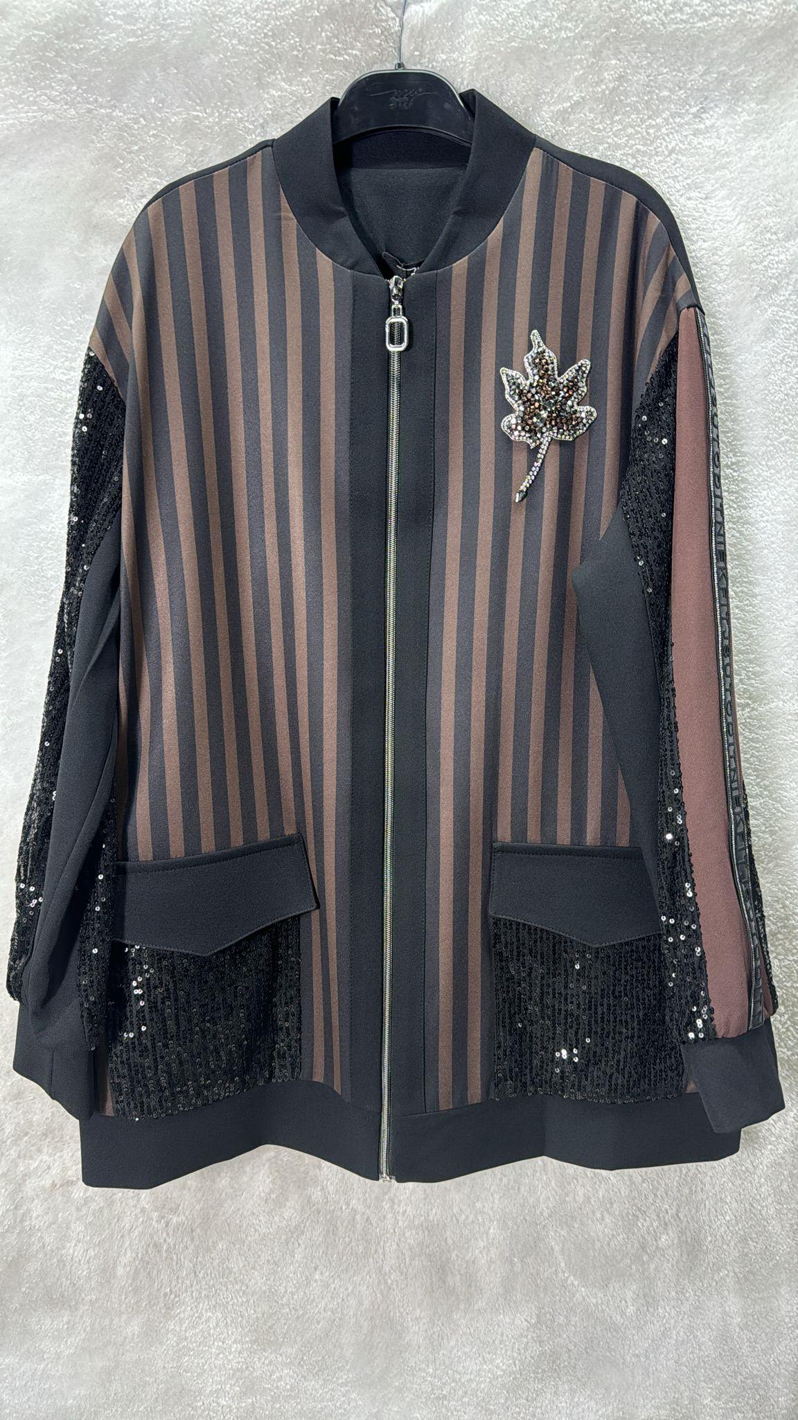 My312 Çizgili Bomber Ceket 7402 - KAHVE