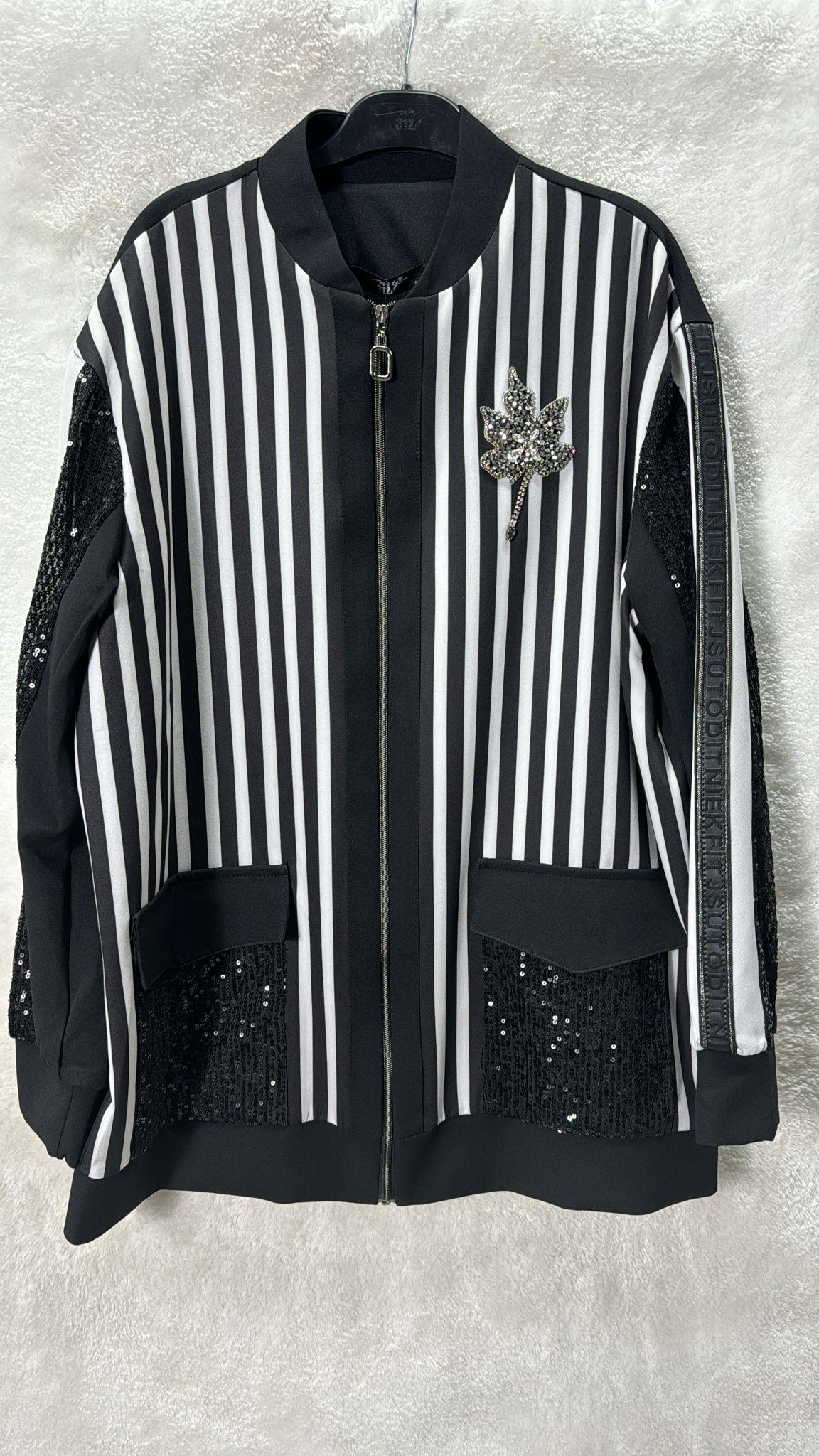 My312 Çizgili Bomber Ceket 7402 - SİYAH