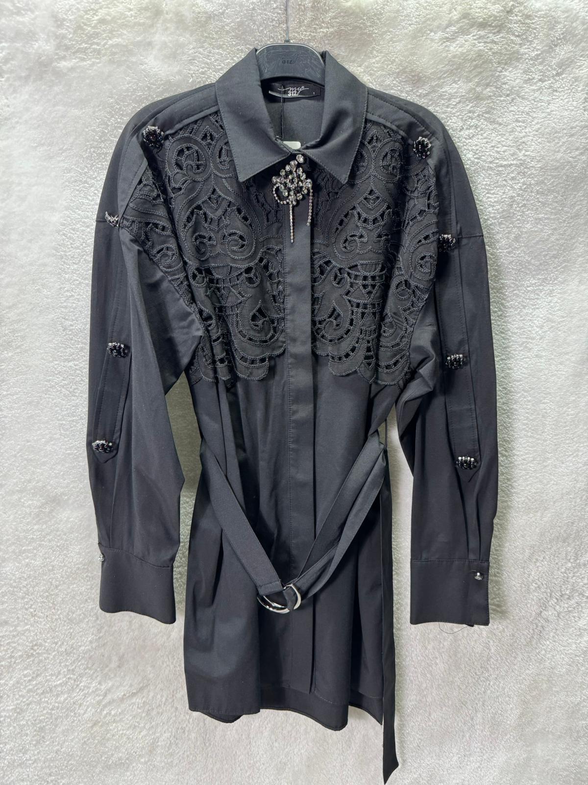 My312 Dantelli İncili Tunik 8606 - SİYAH