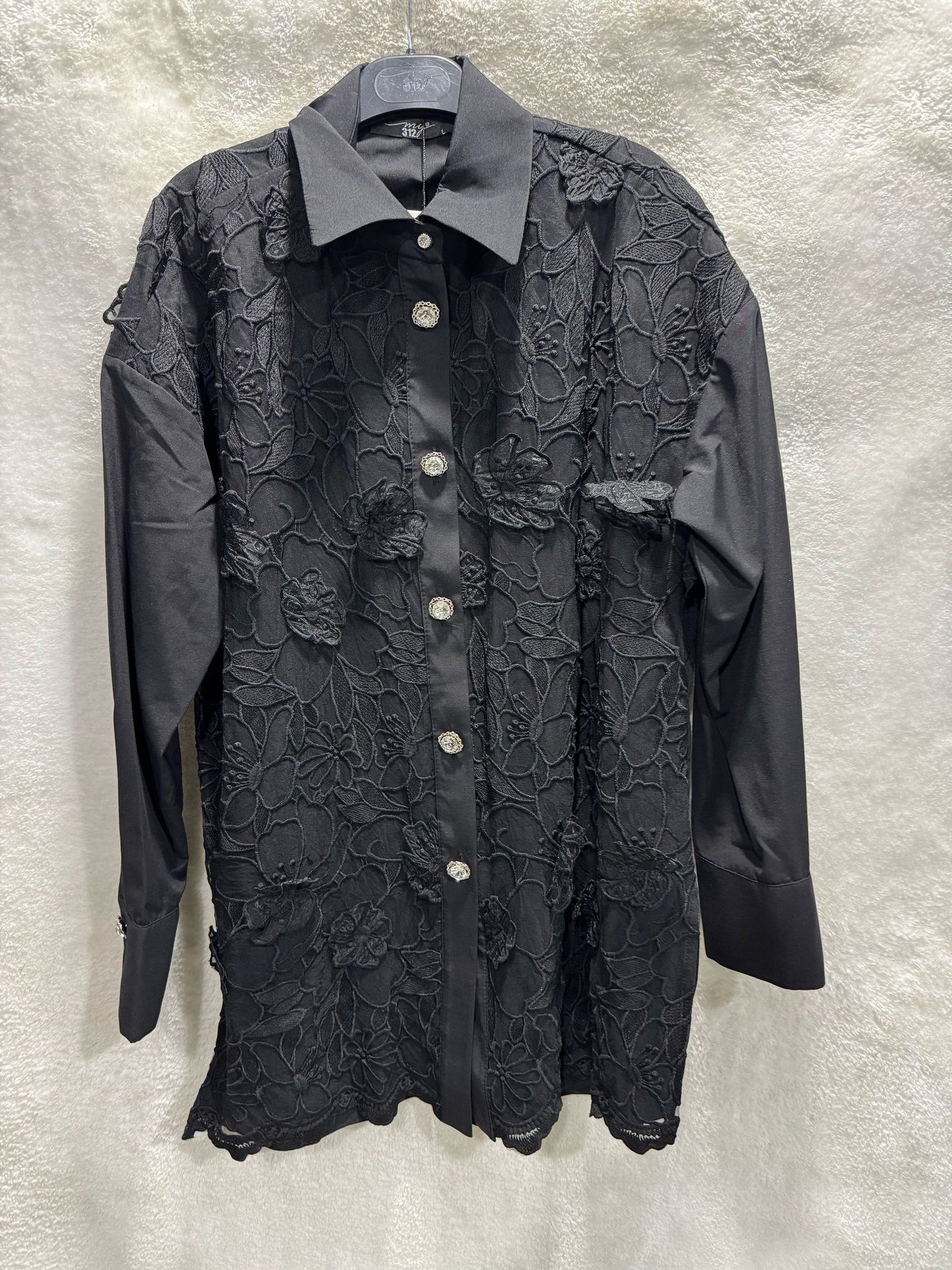 My312 Dantelli Tunik 8615 - SİYAH