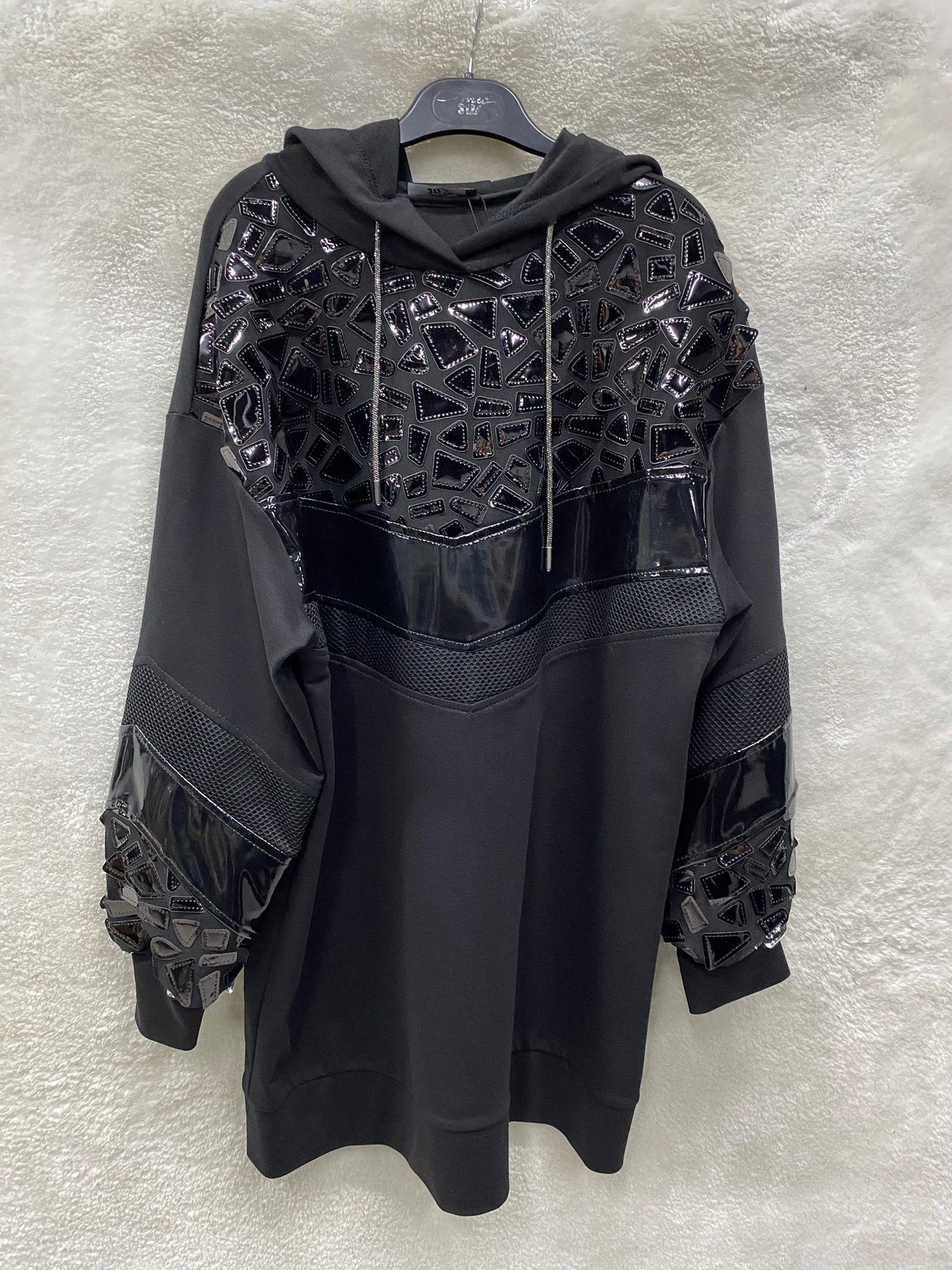 My312 Deri Kombinli Tunik 8413 - SİYAH