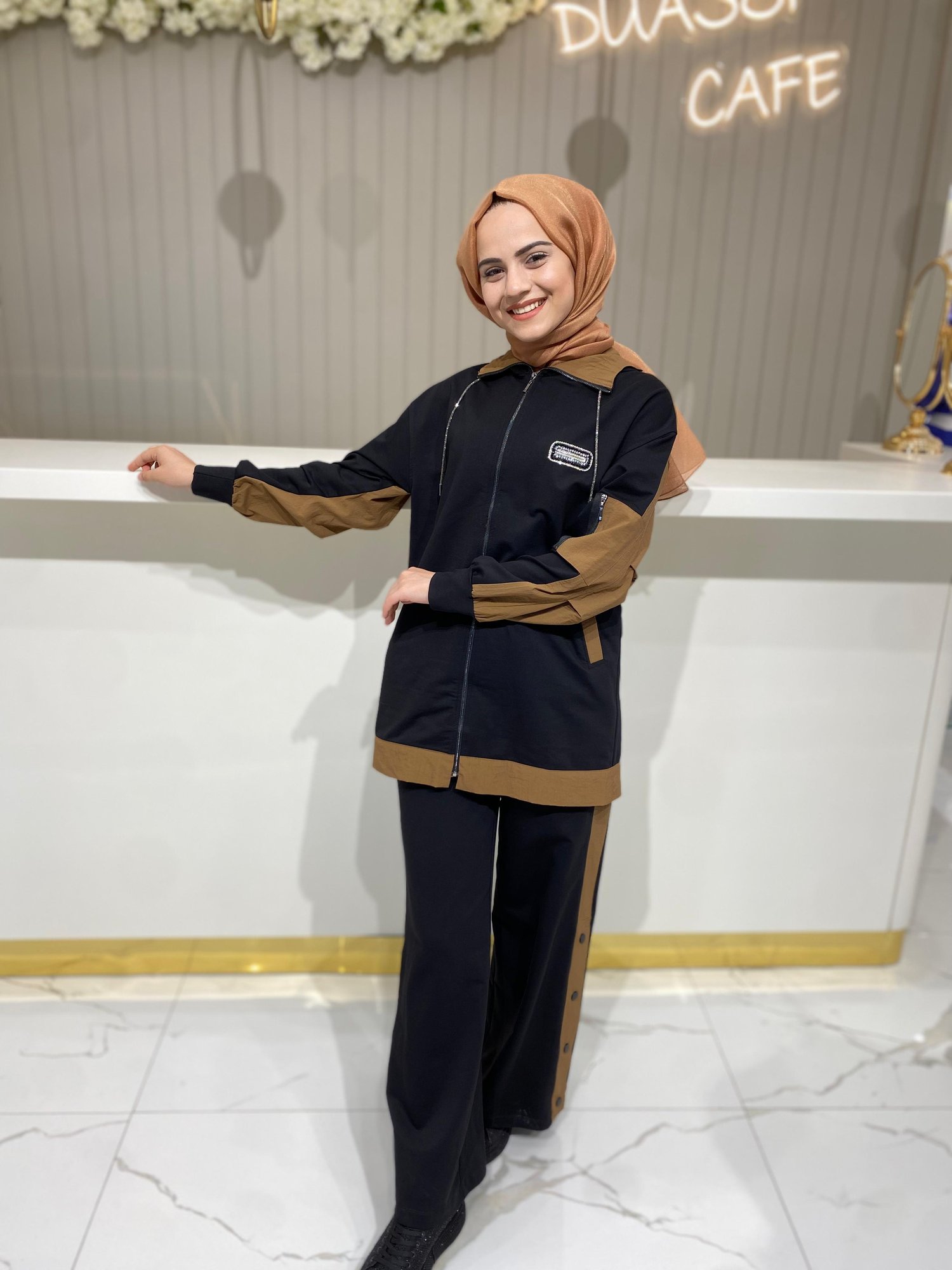 My312 Kapşonlu Fermuarlı Takım 1301 - SİYAH
