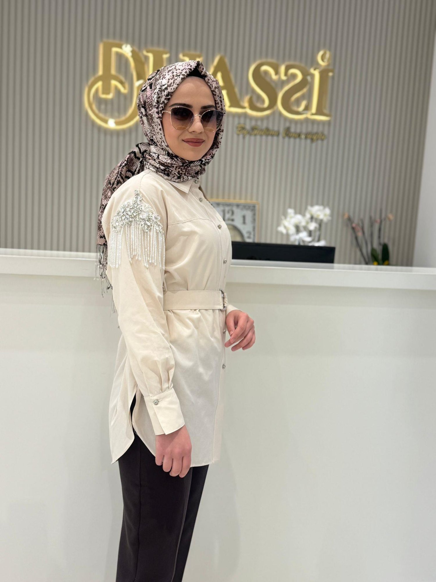 My312 Kolları İşelemeli Gömlek 8601 - BEJ
