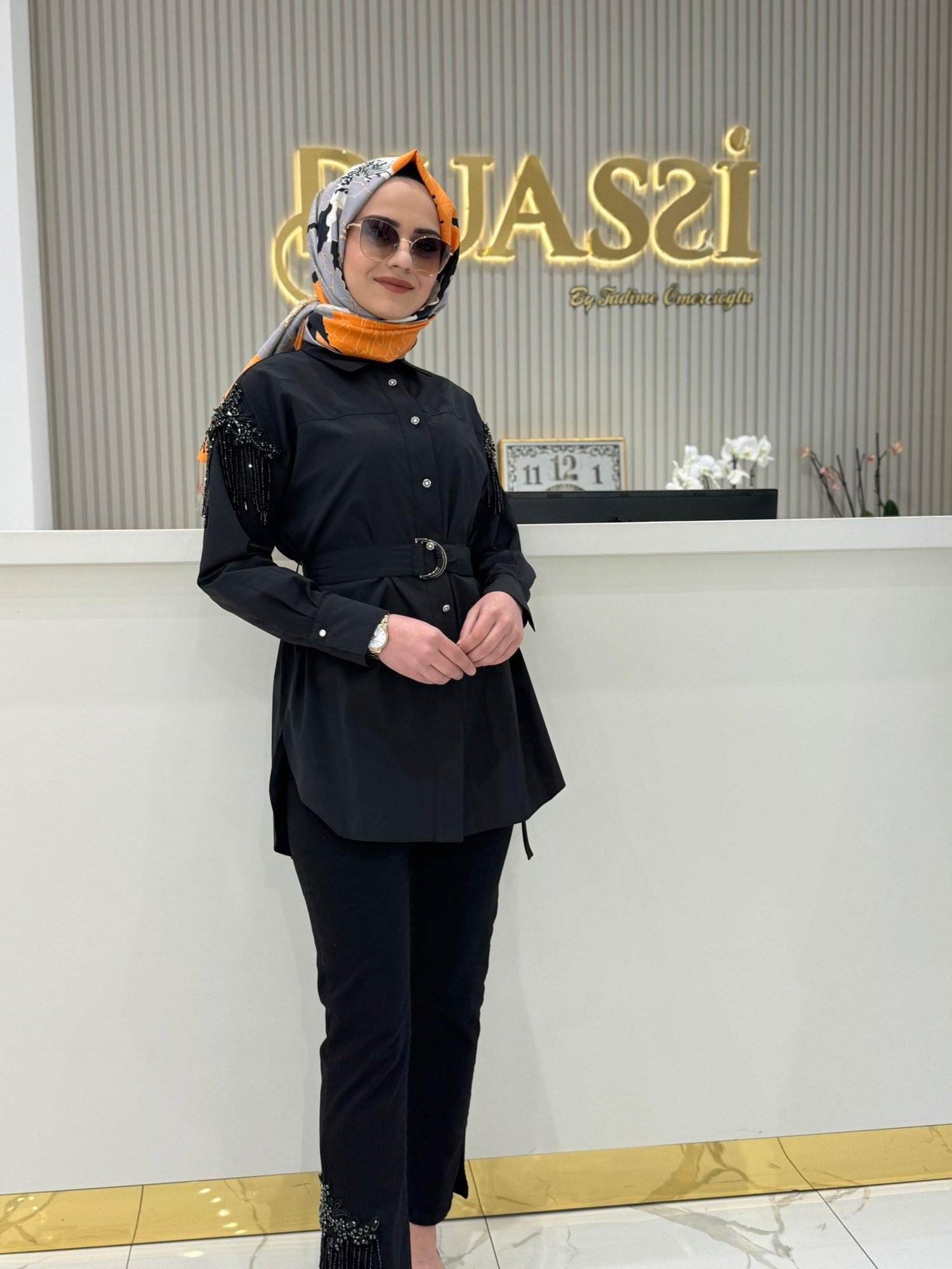 My312 Kolları İşelemeli Tunik 8601 - SİYAH