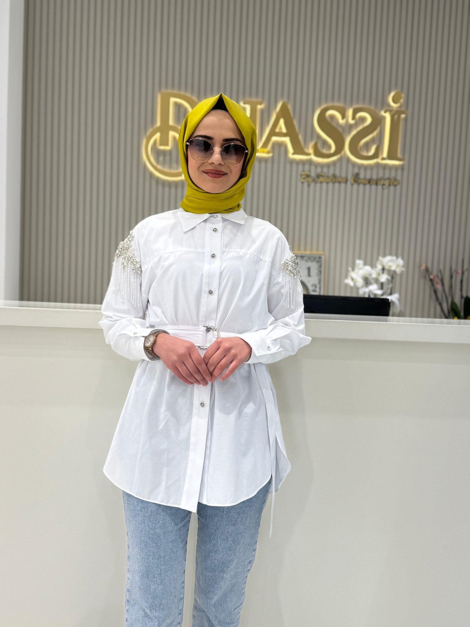 My312 Kolları Taşlı Tunik 8601 - EKRU