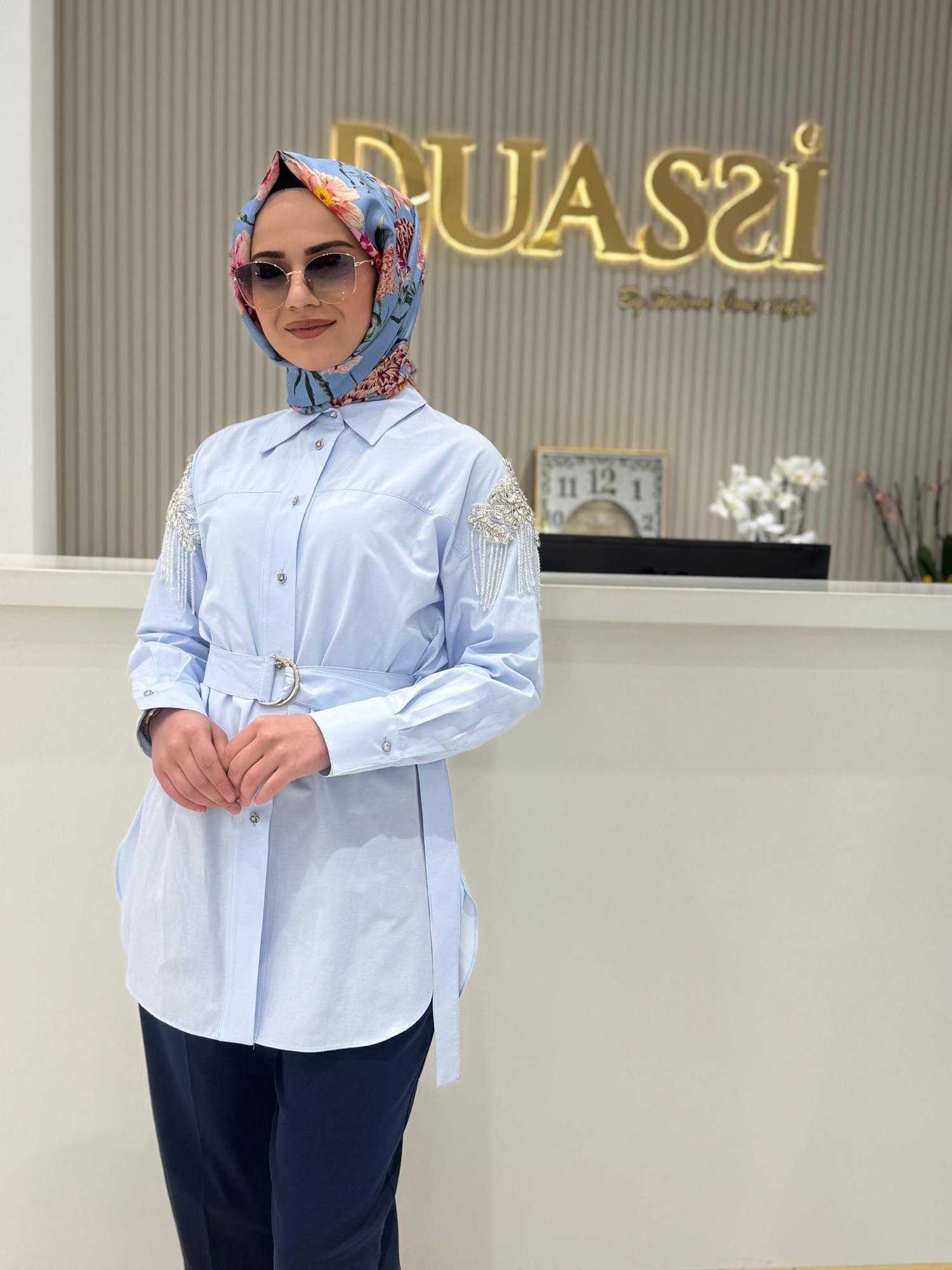 My312 Kolları Taşlı Tunik 8601 - MAVİ