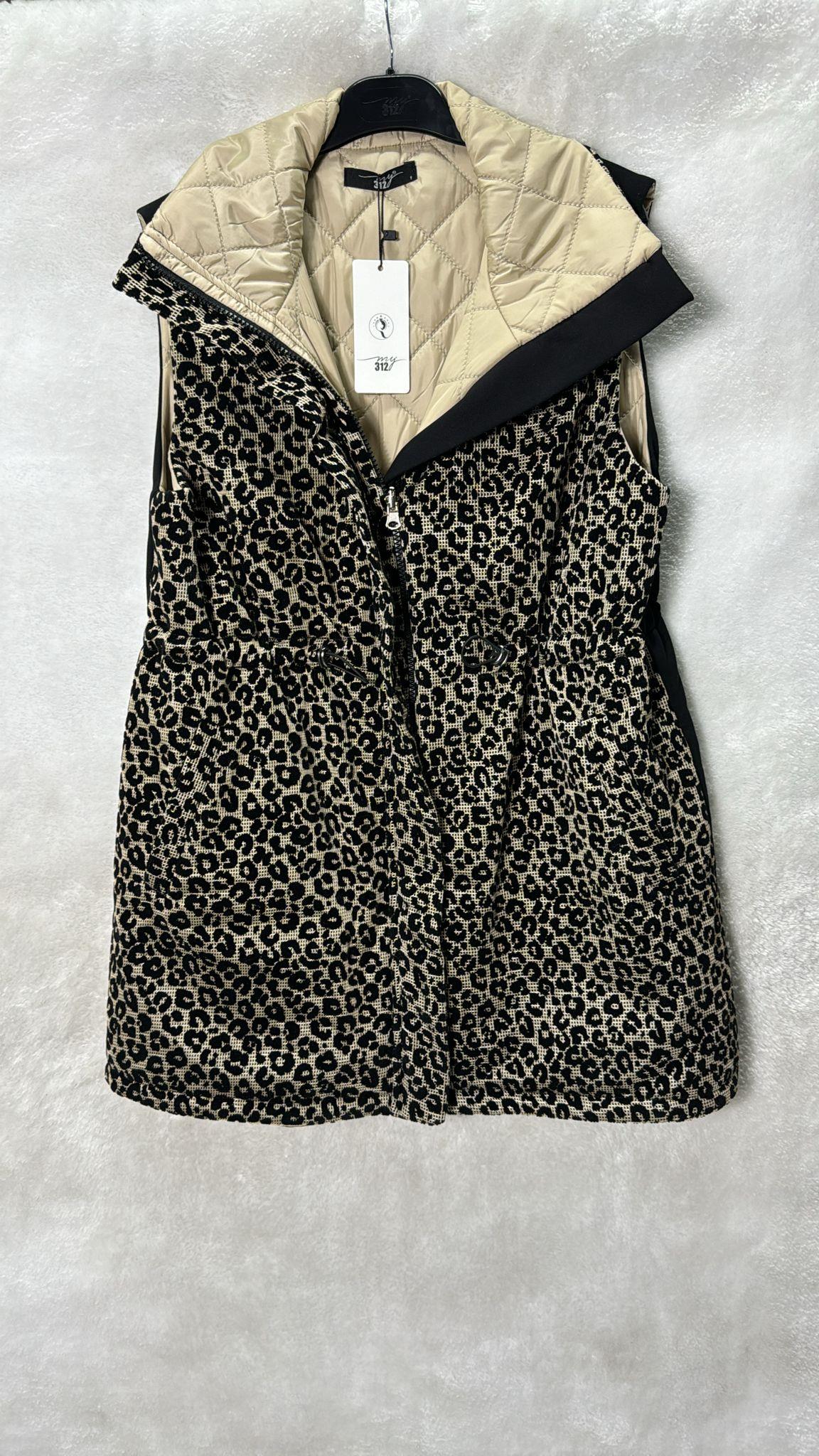 My312 Leopar Baskılı Yelek 9302 - SİYAH