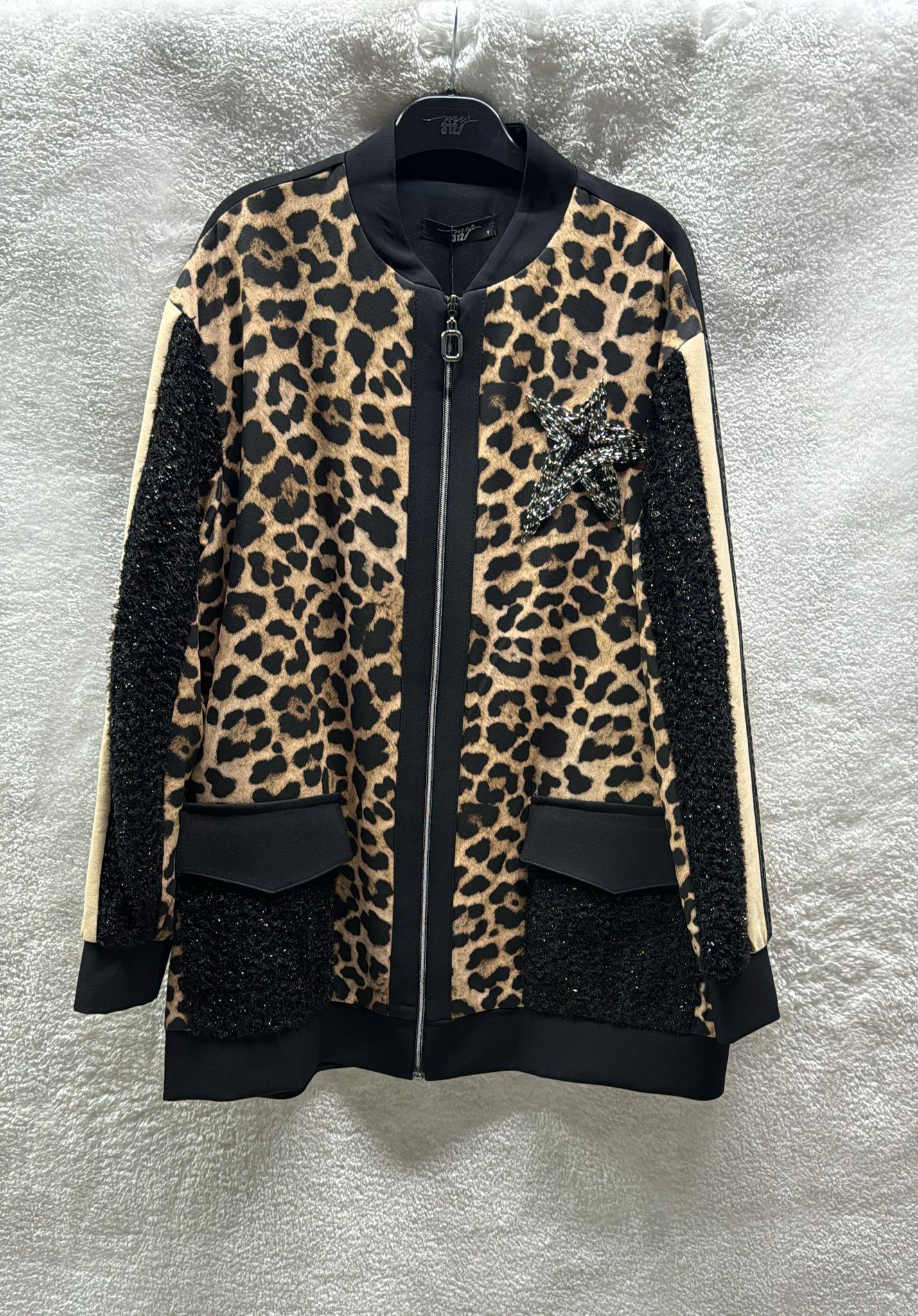 My312 Leoparlı Bumber Ceket 7401 - SİYAH
