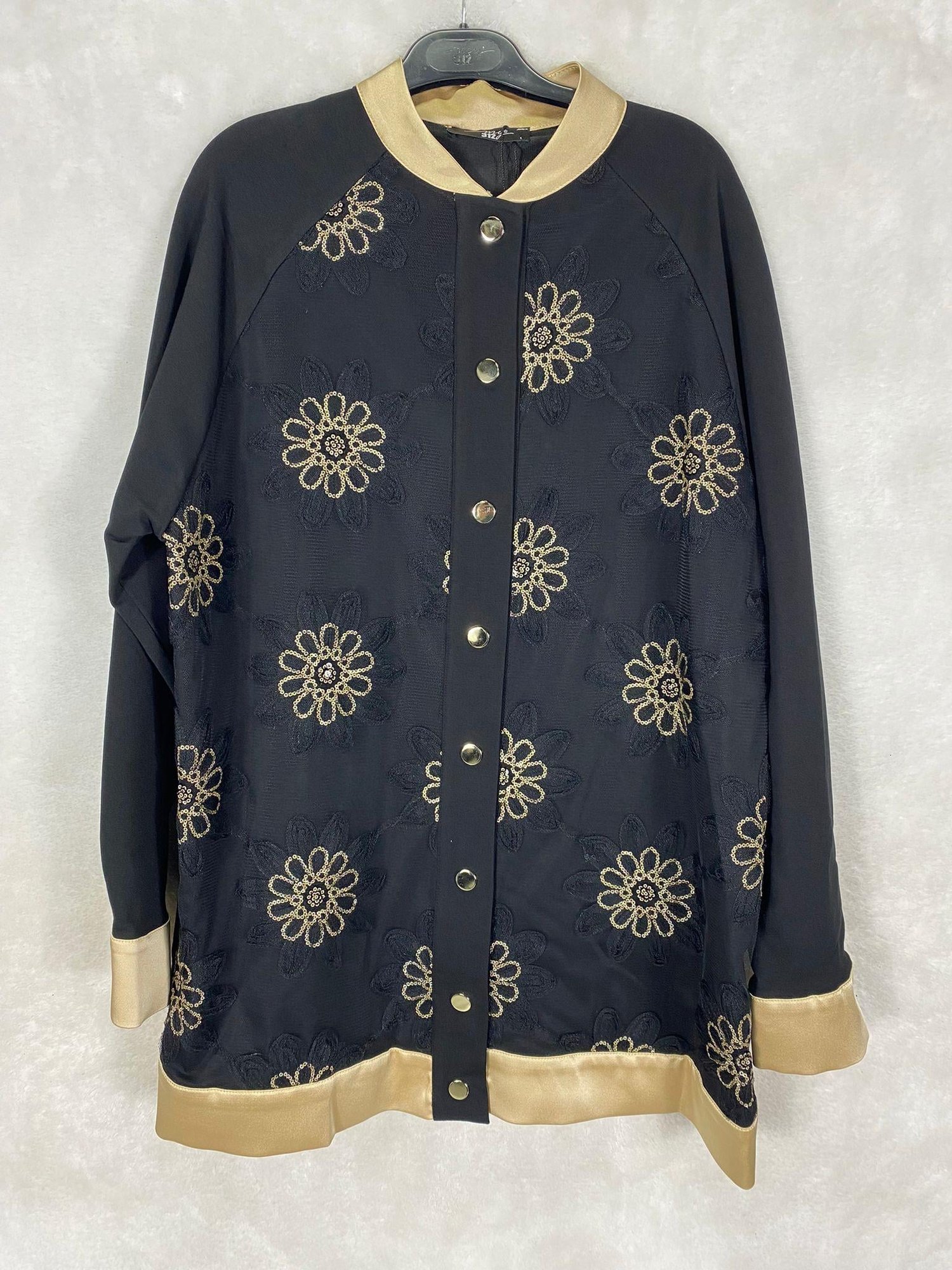 My312 Önü Dantelli Bomber Ceket 4205 - SİYAH