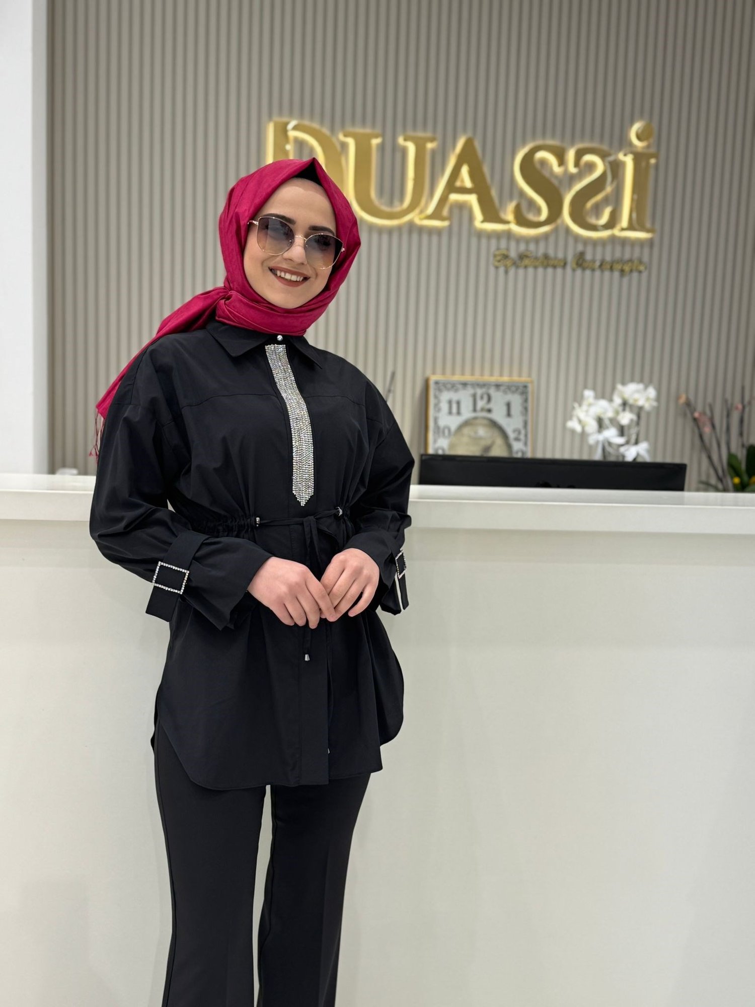 My312 Önü Taşlı Tunik 8600 - SİYAH