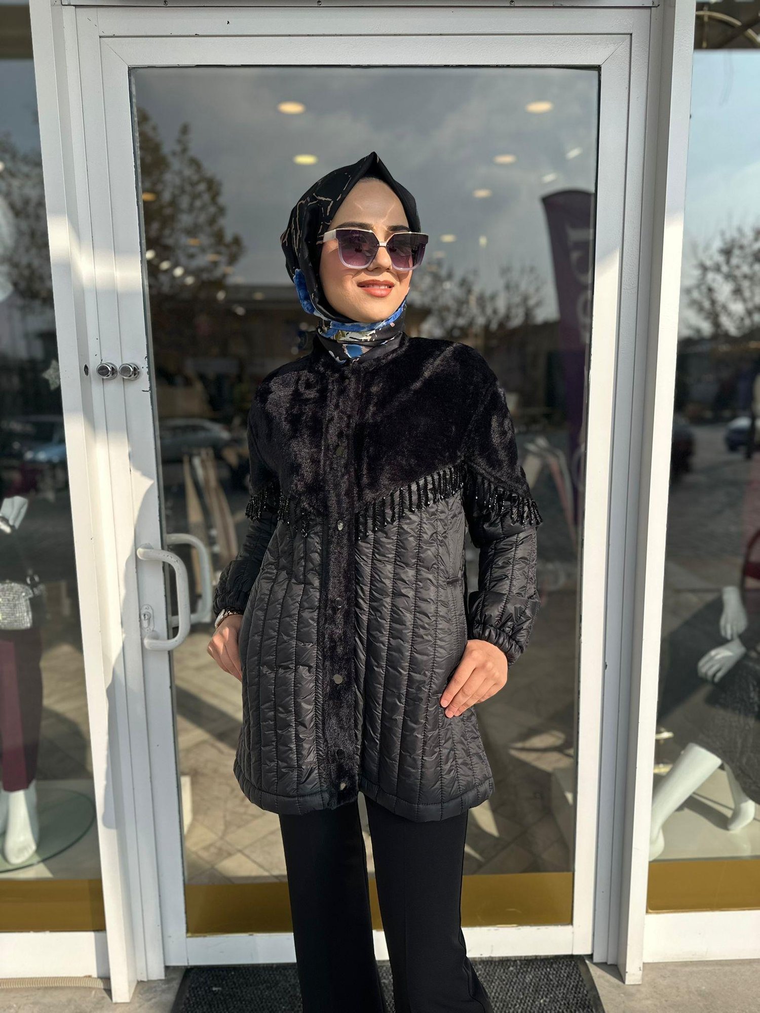 My312 Püskül Boncuklu Ceket 7423 - SİYAH