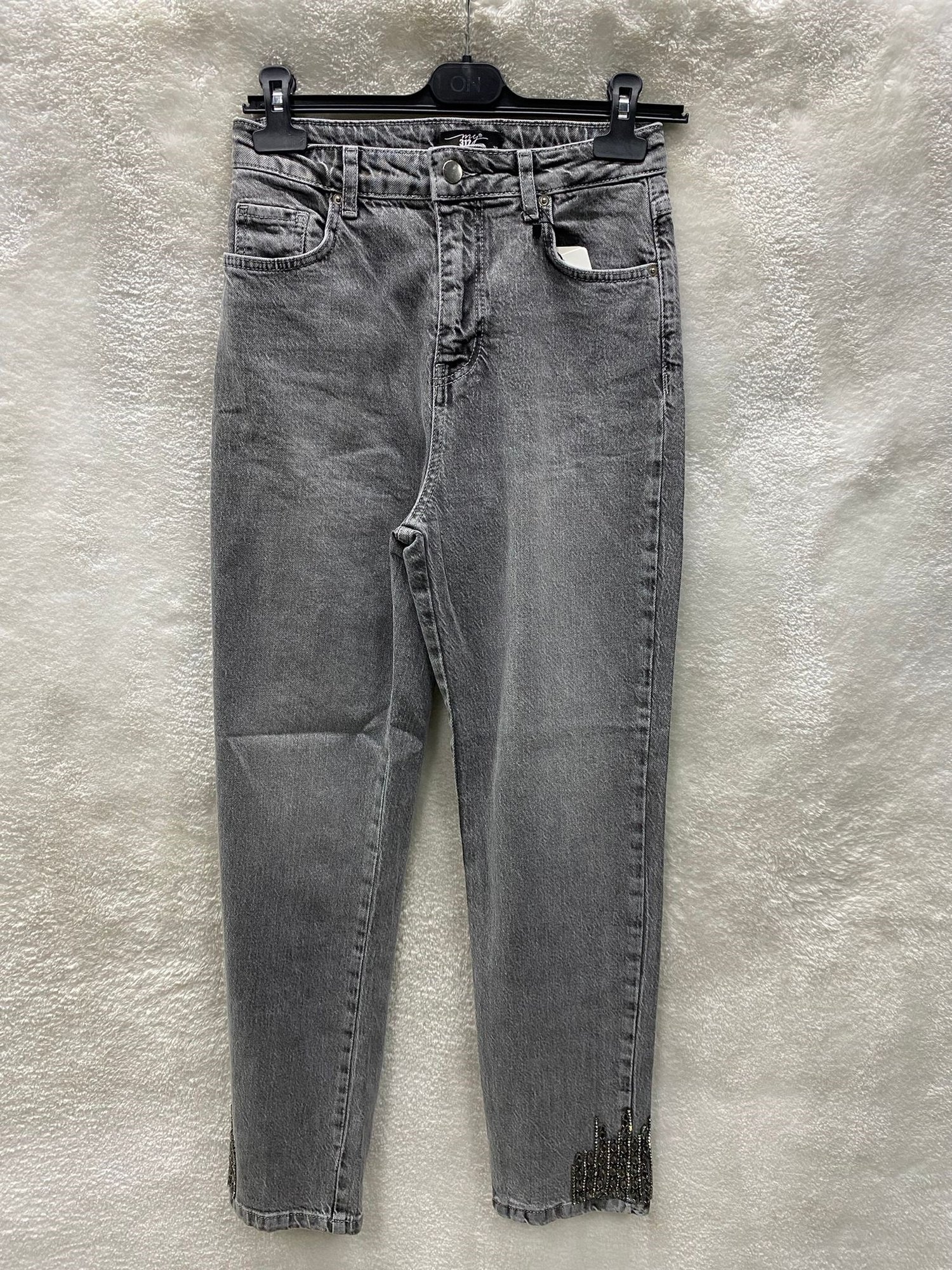 My312 Taçlı Kot Pantolon 2401 - GRİ
