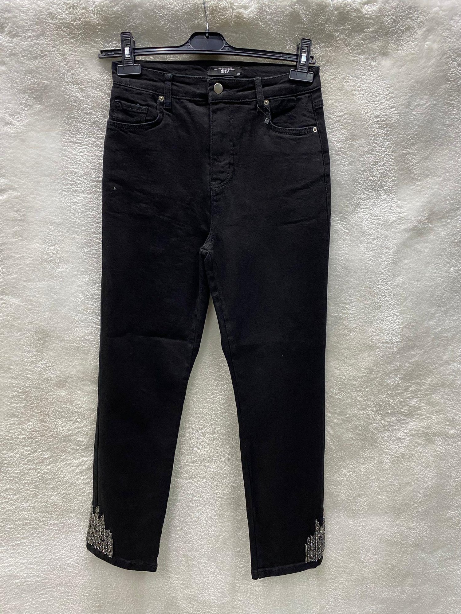 My312 Taçlı Kot Pantolon 2401 - SİYAH