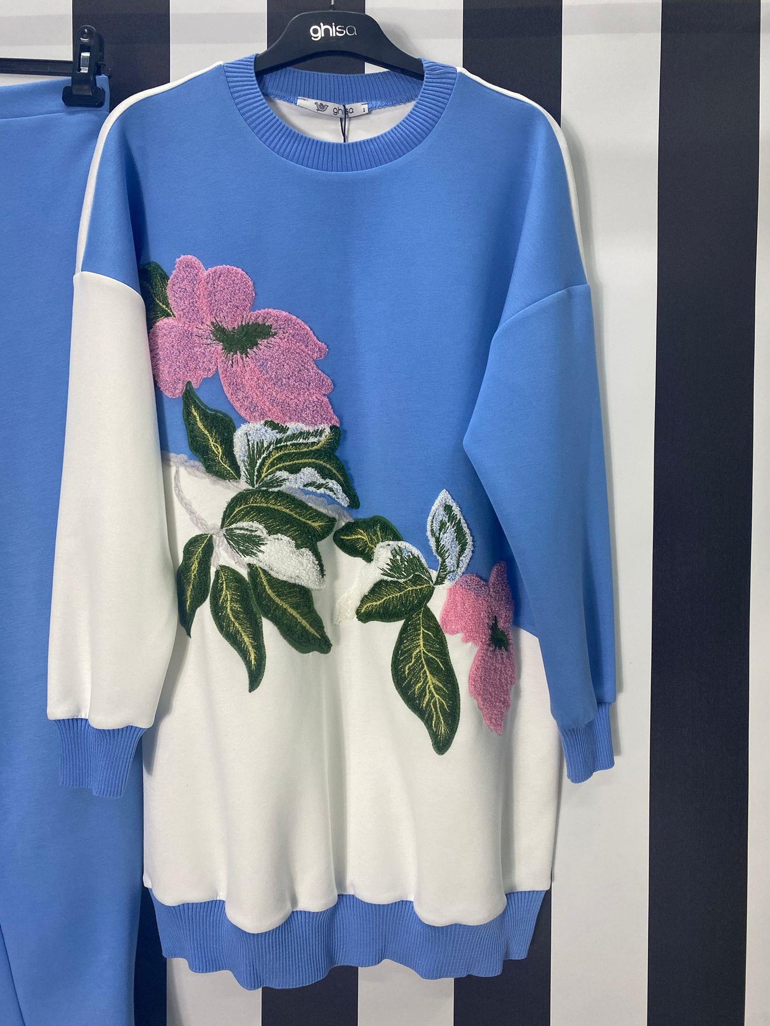 Nakışlı Tunik Pantolon Takım 4148 - MAVİ
