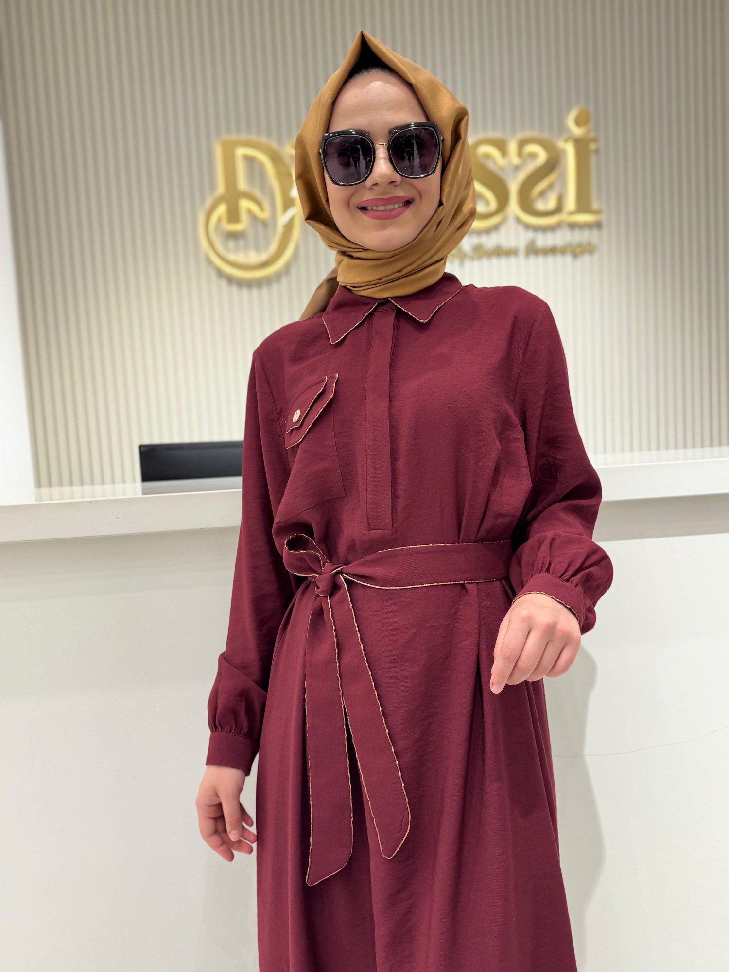 Nuss 2005 Elbise  - BORDO