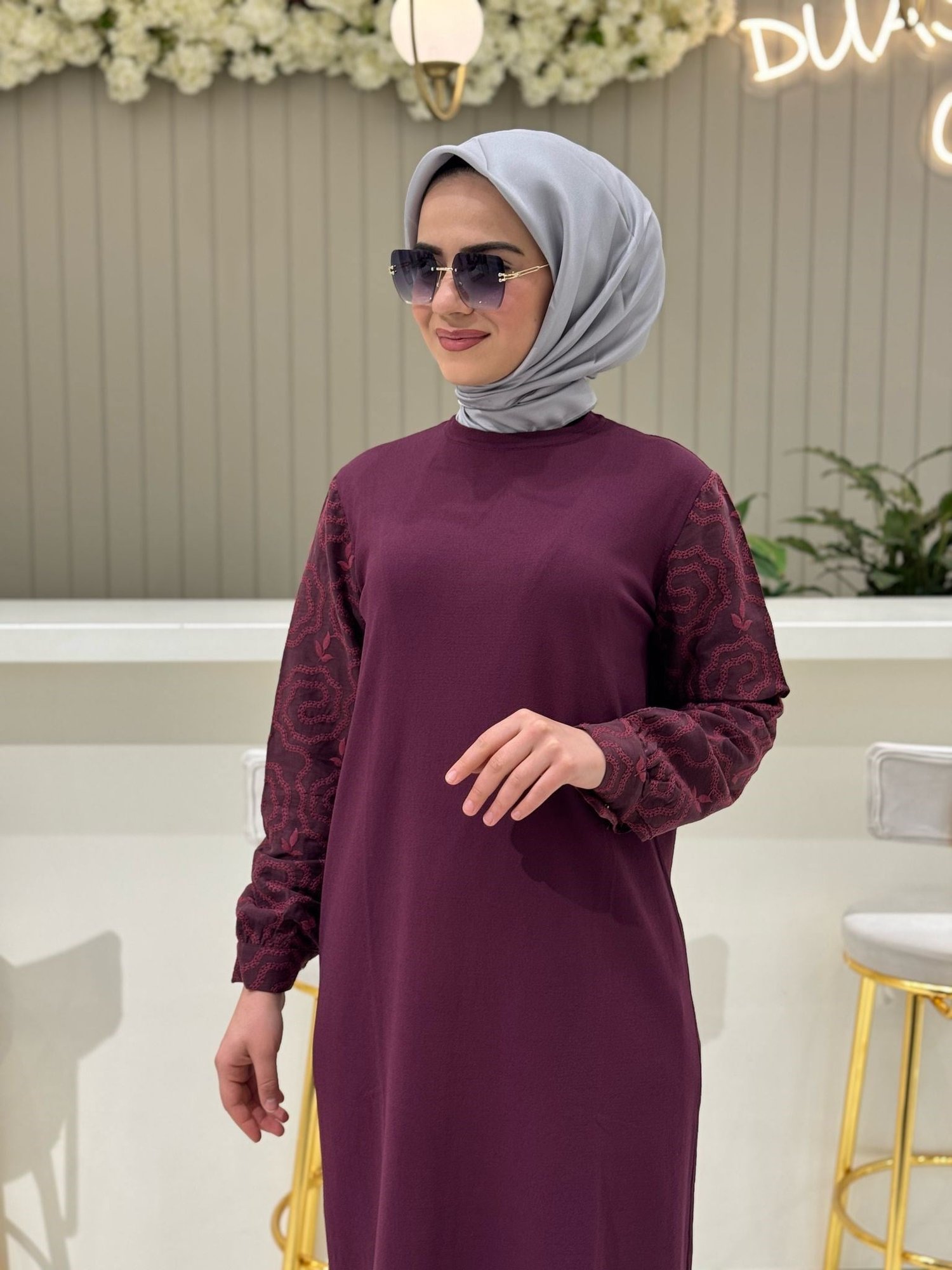 Nuss Elbise 2062-B - BORDO