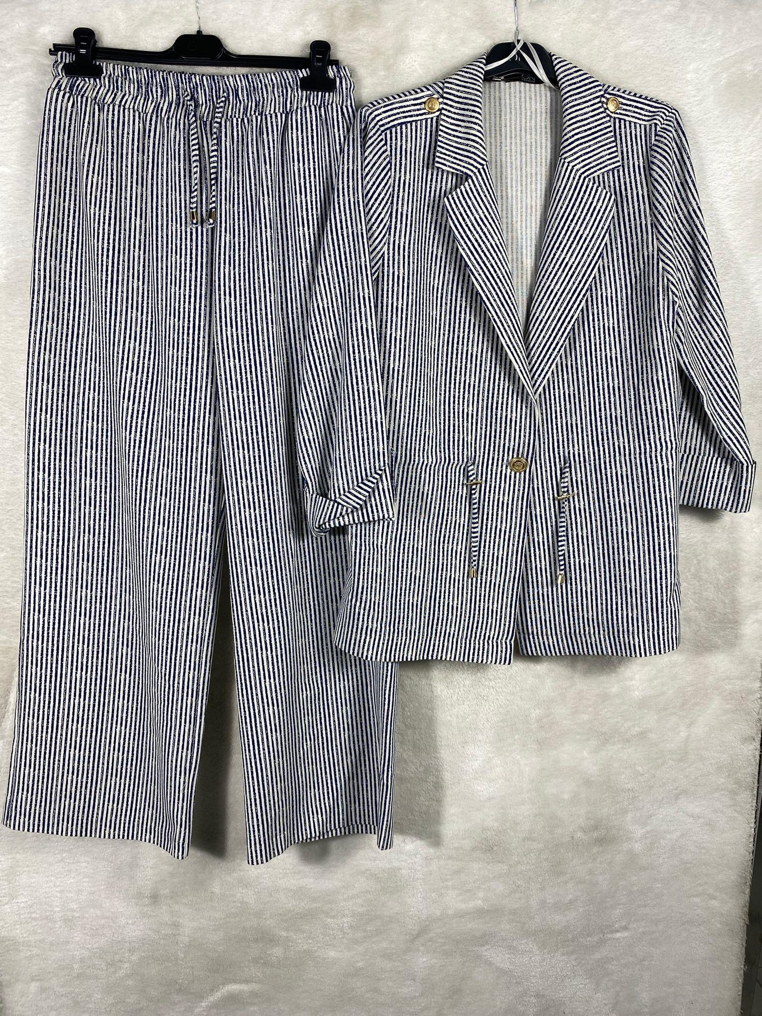 On Triko Beli Cağcıklı Ceket Pantolon Takımı 34502 - LACİVERT