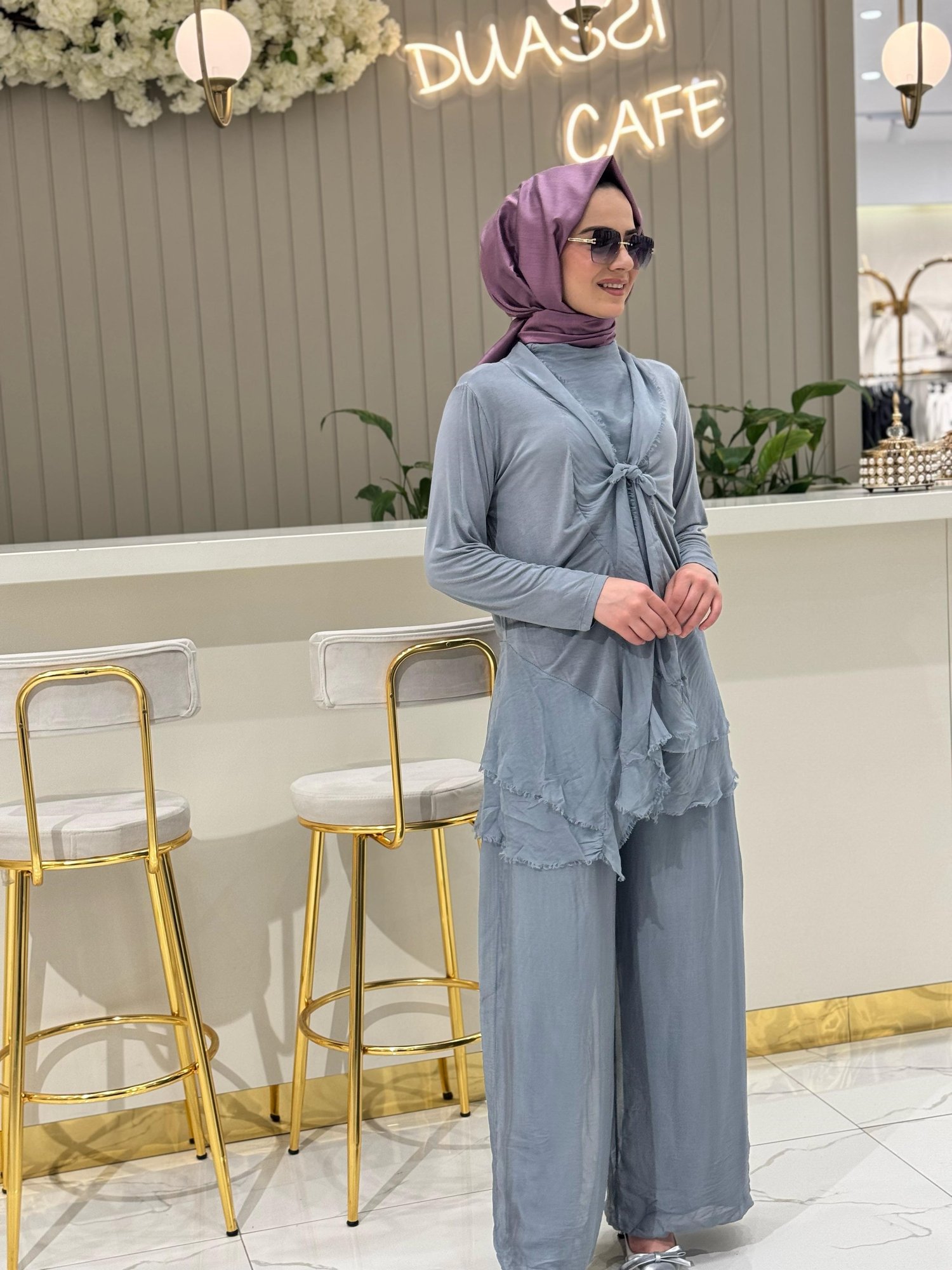 Ophelia Fırfırlı Üçlü Takım 3015-G - GRİ