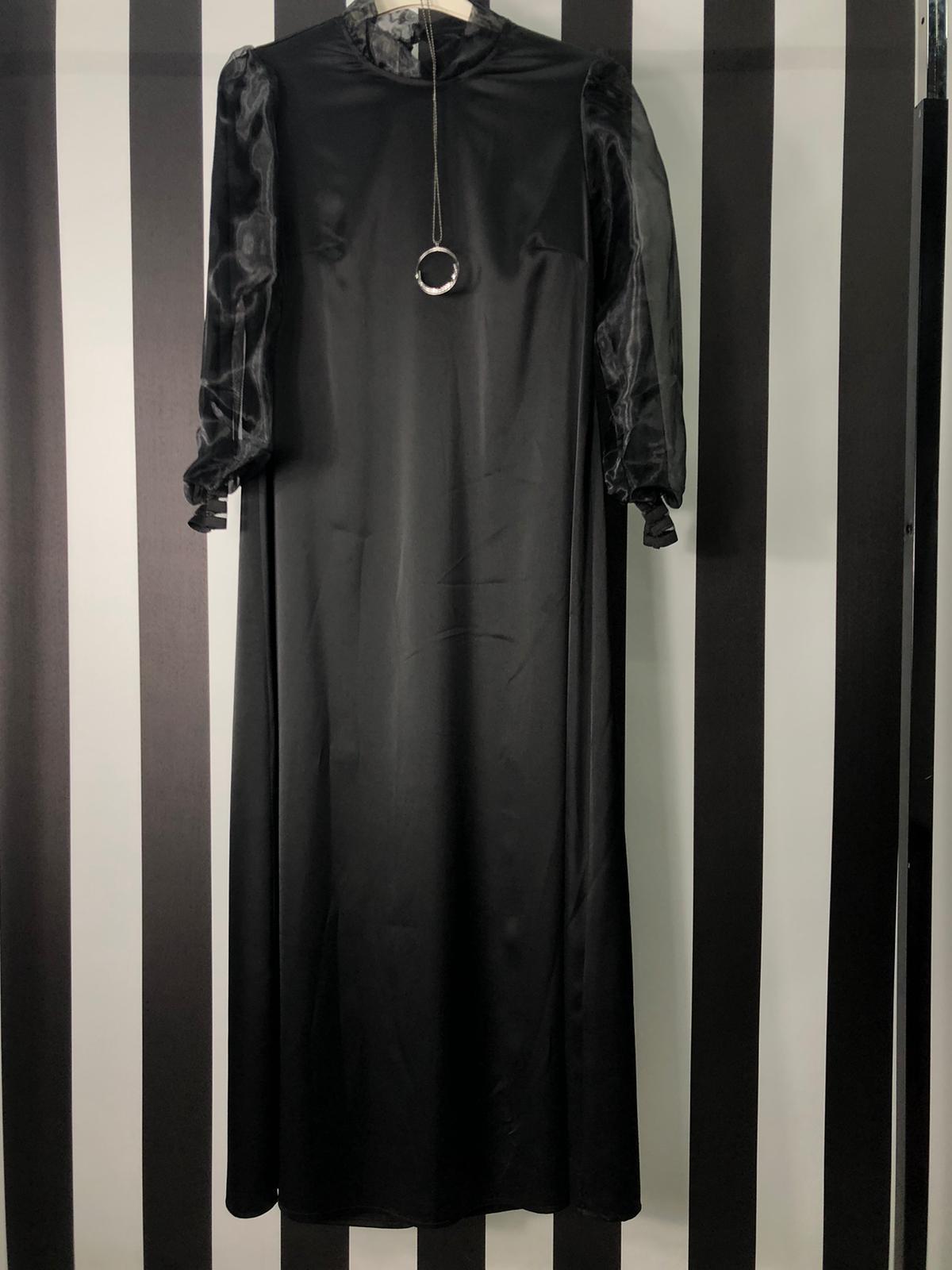 Organze Elbise 82 - SİYAH