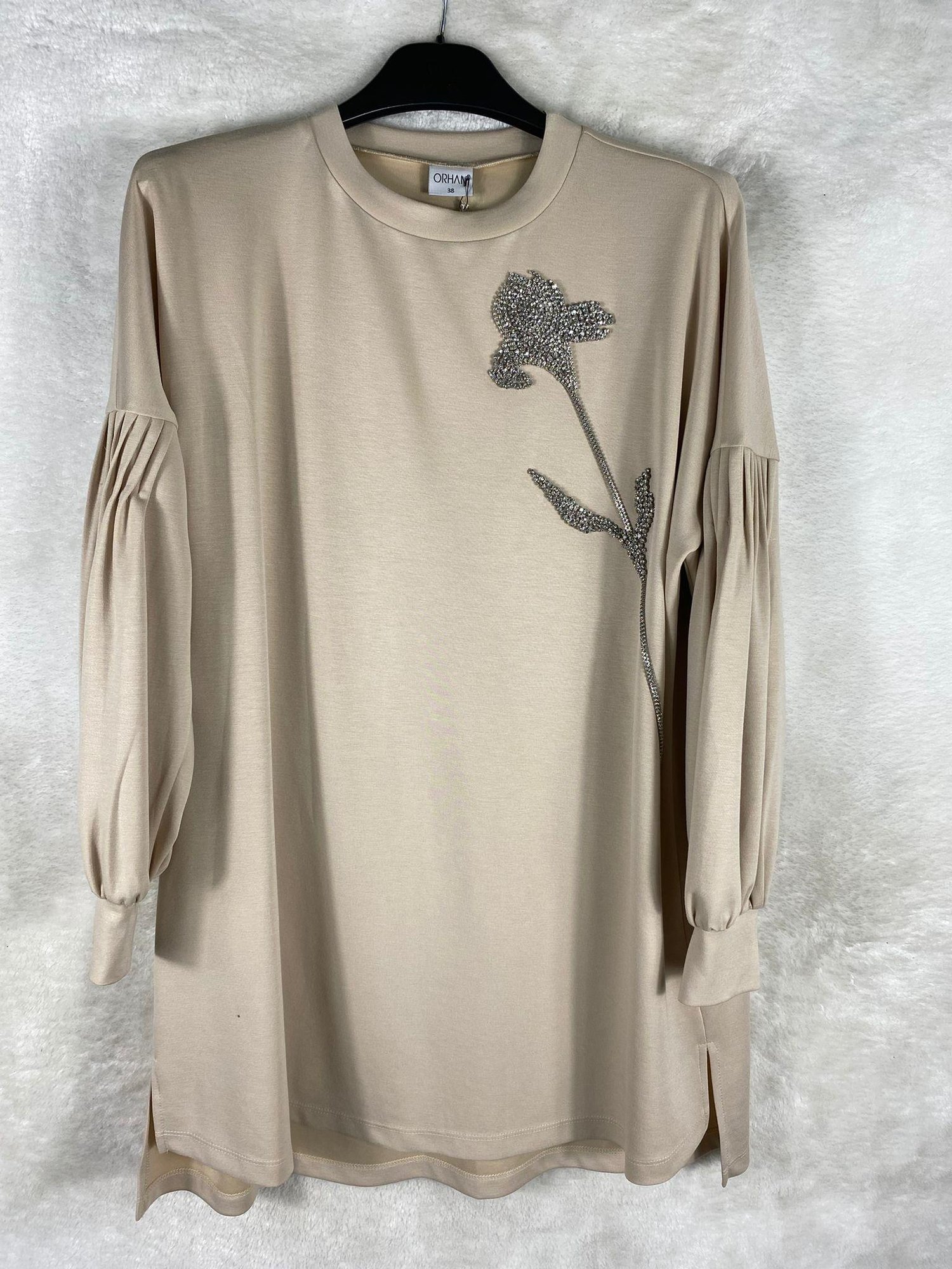 Orhan Store   Çiçek Detay Tunik 1254 - BEJ