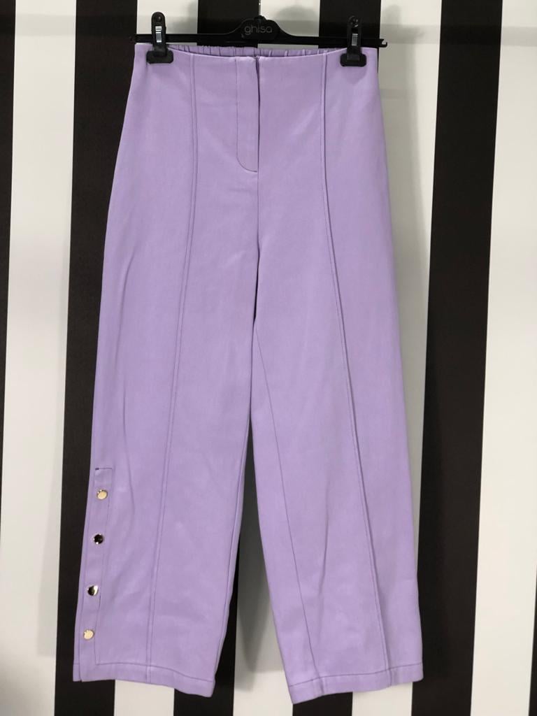 Paça Düğme Detay Pantolon 8404 - lila