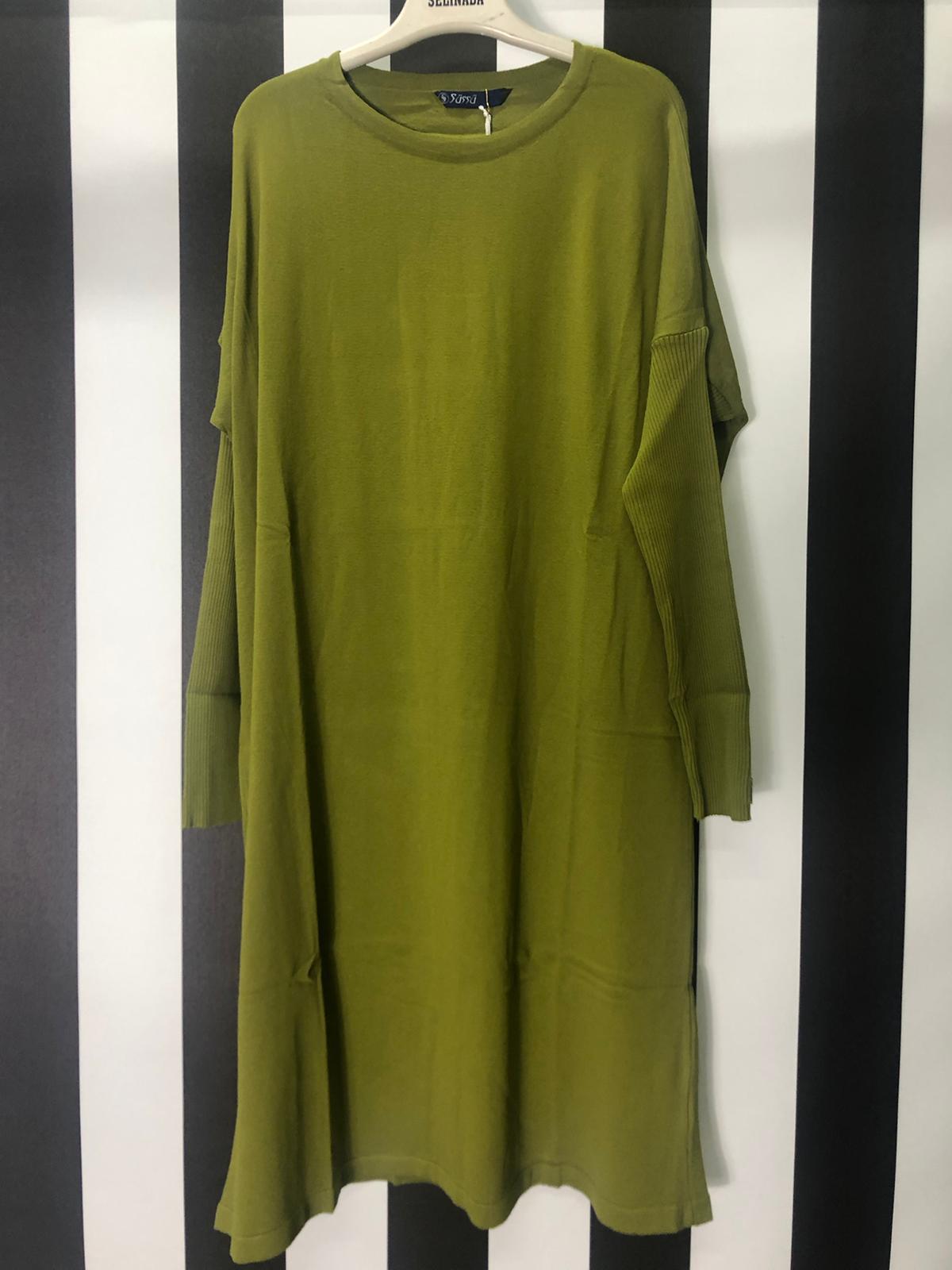 Perfect Rayon Triko Tunik 739 - Yağ yeşili