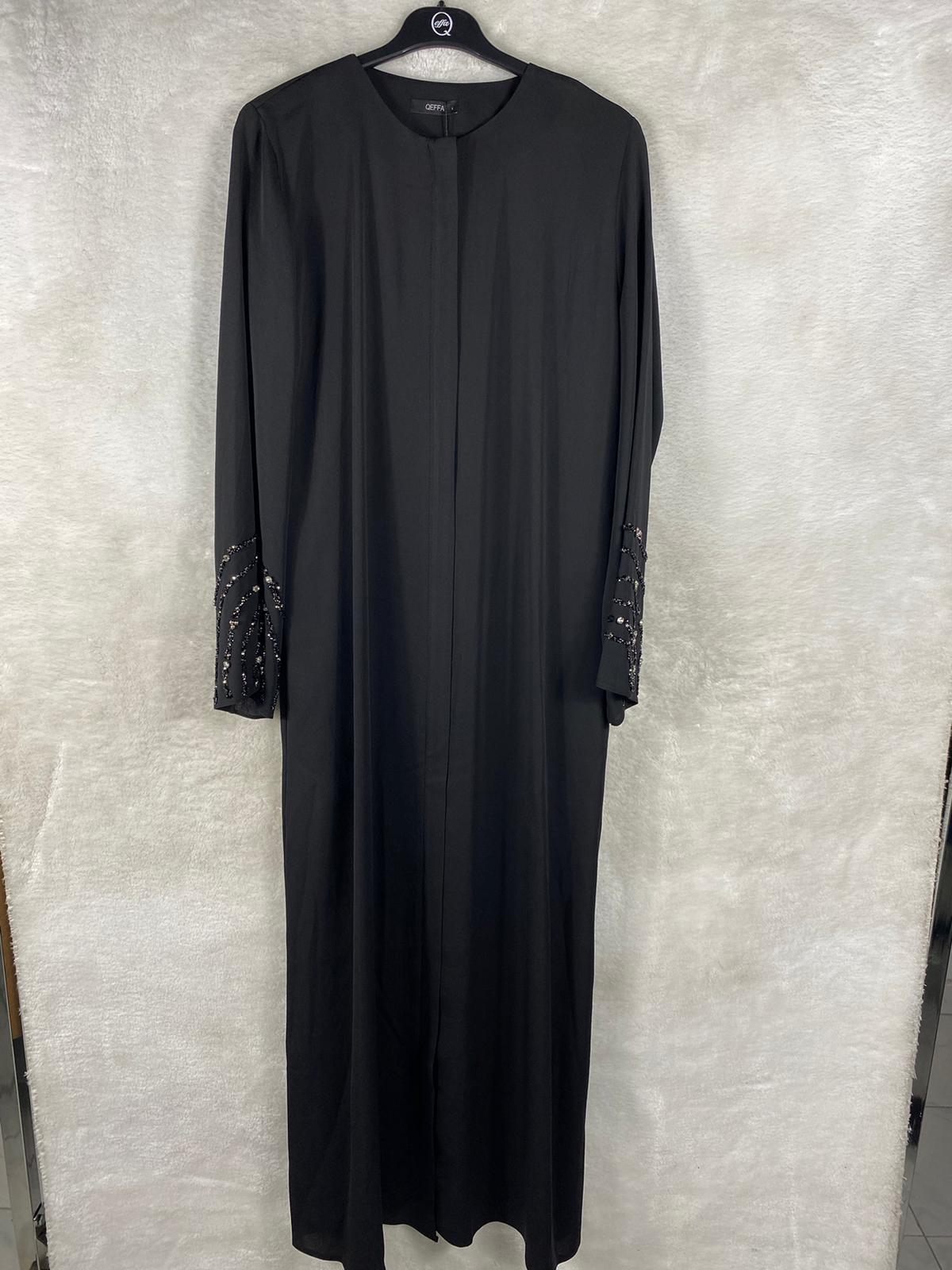 Qeffa Kol Taş Detaylı Ferace 189 - SİYAH