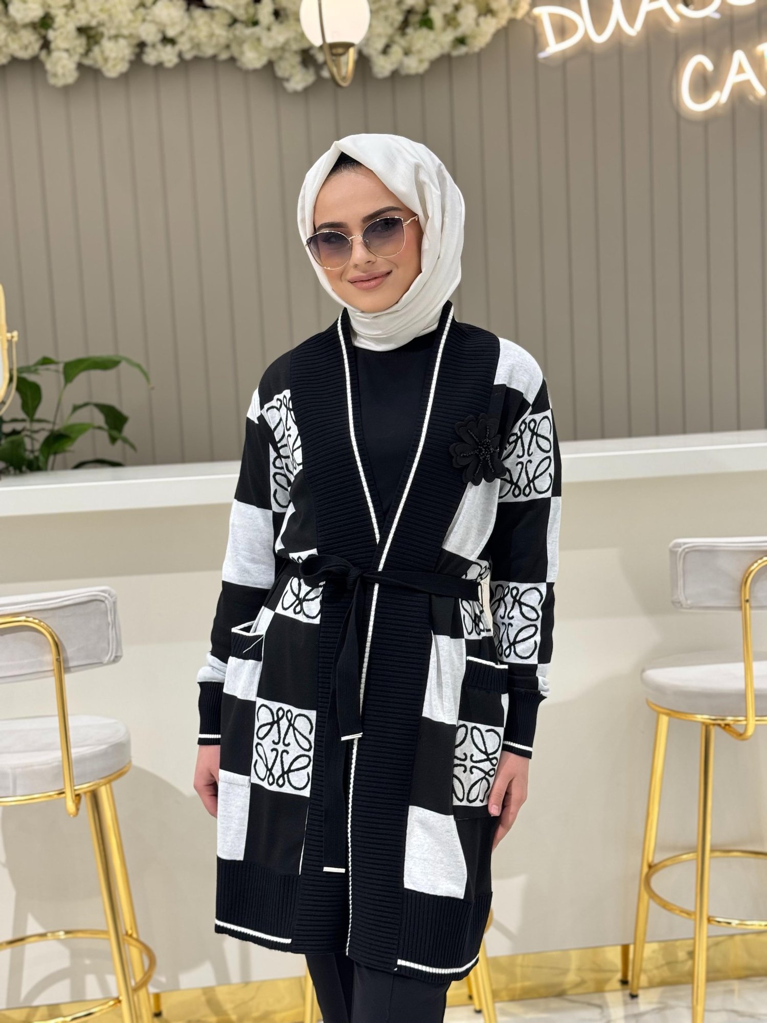 Qmash Bronş Detaylı Hırka 34 - EKRU