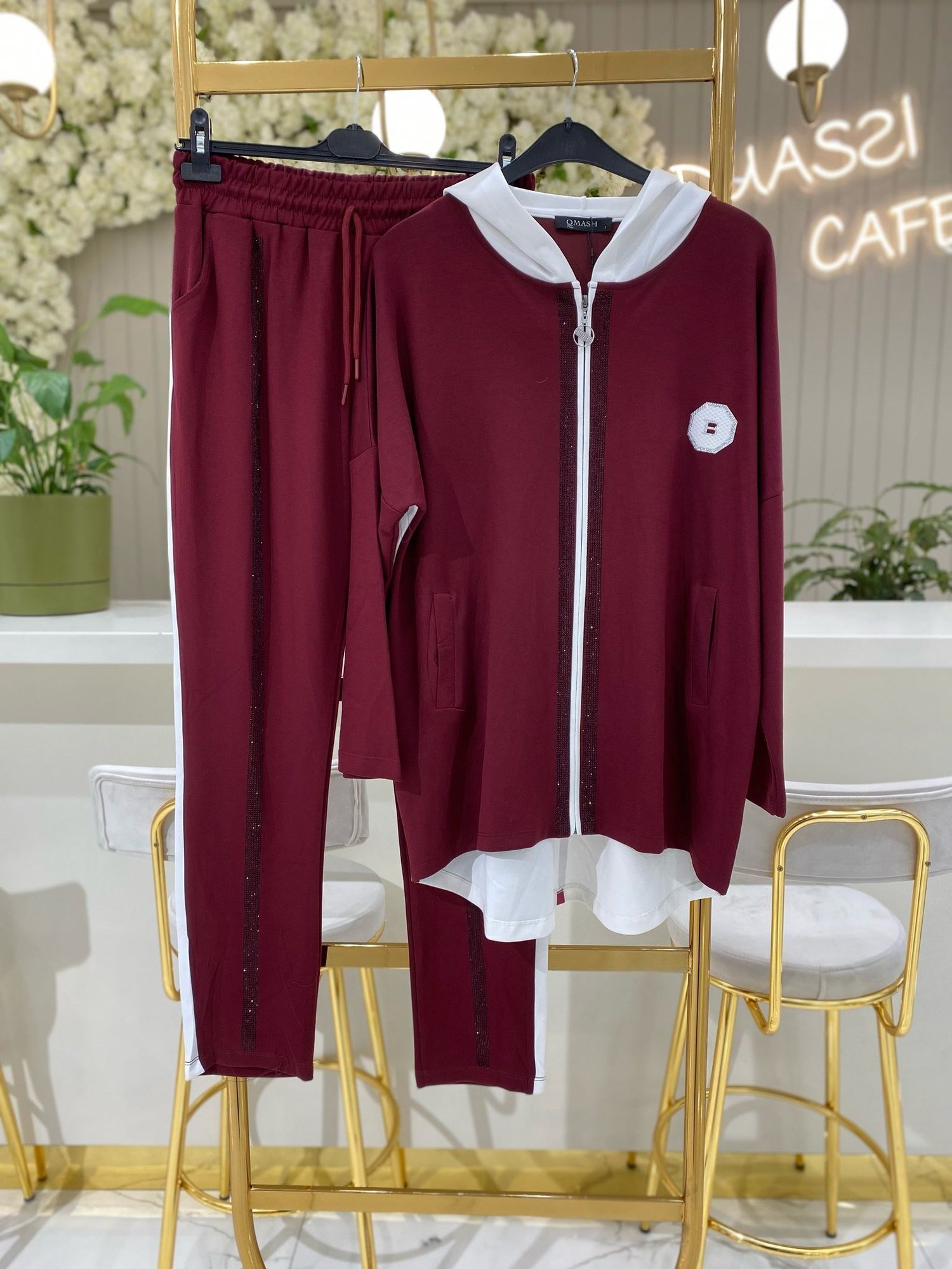 Qmash Fermuar Detaylı Takım 4115-BOR - BORDO