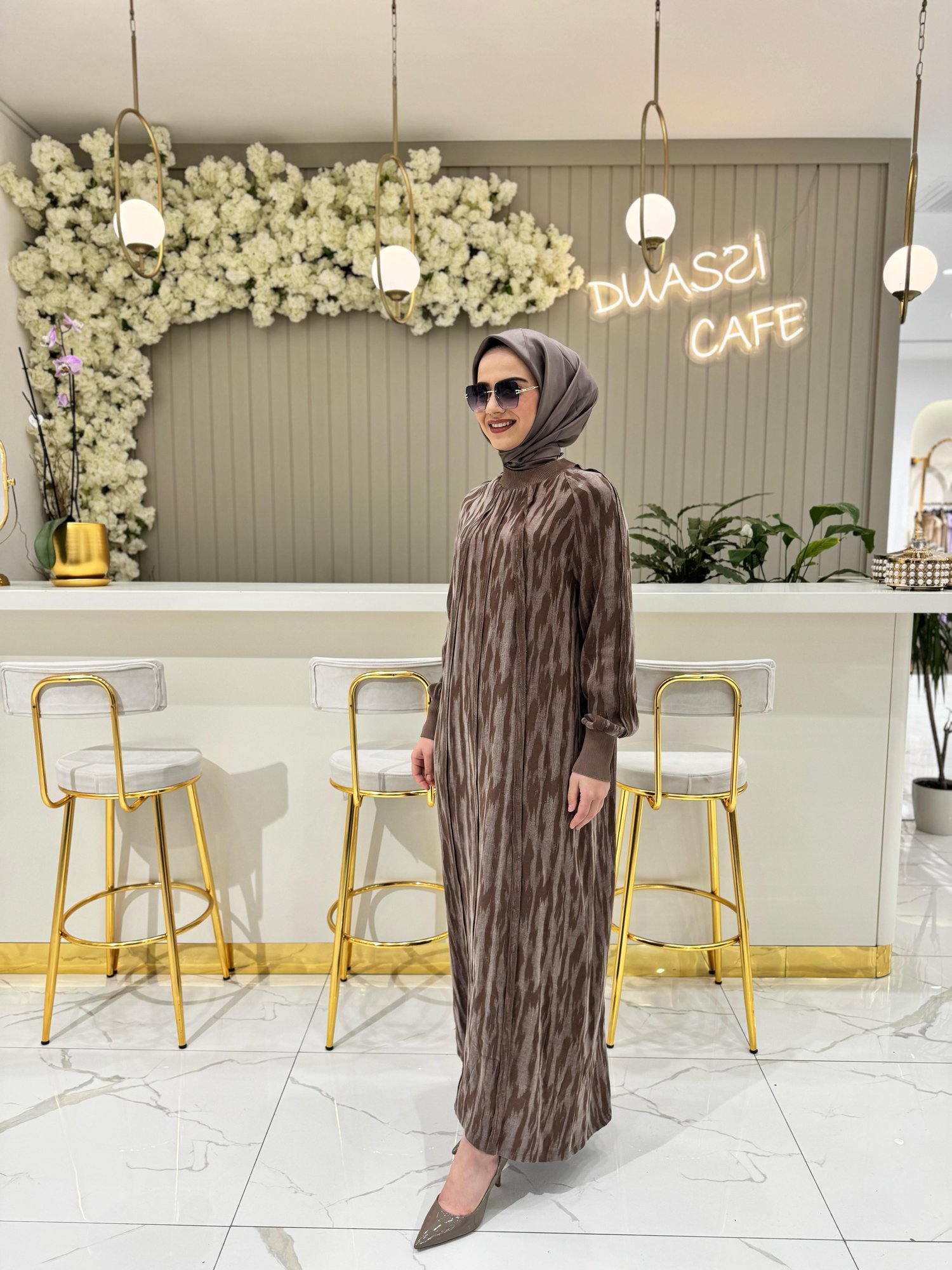 Qmash Qupra Elbise 9123-K - KAHVE