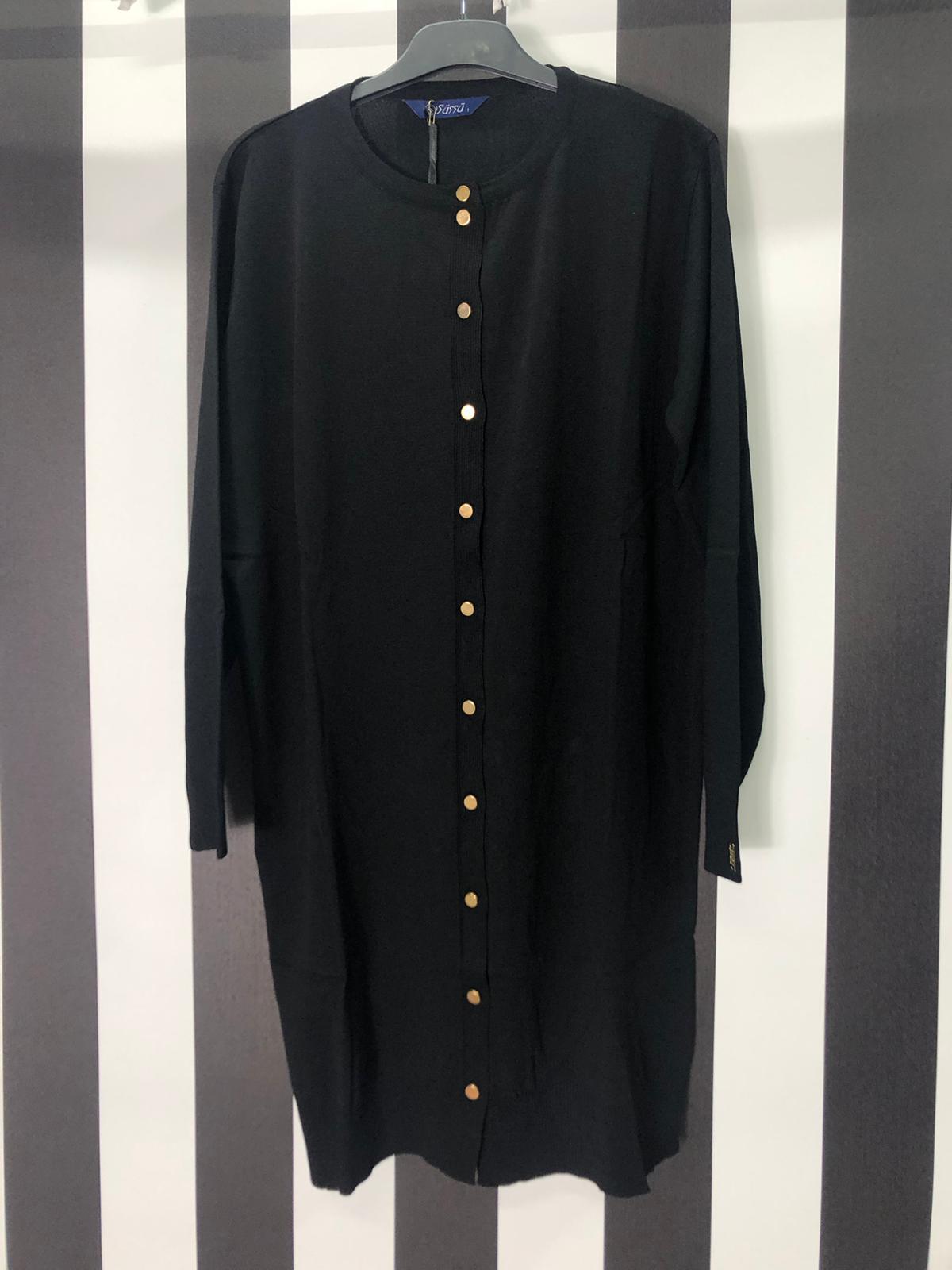 Rayon Düğmeli Hırka 706 - SİYAH