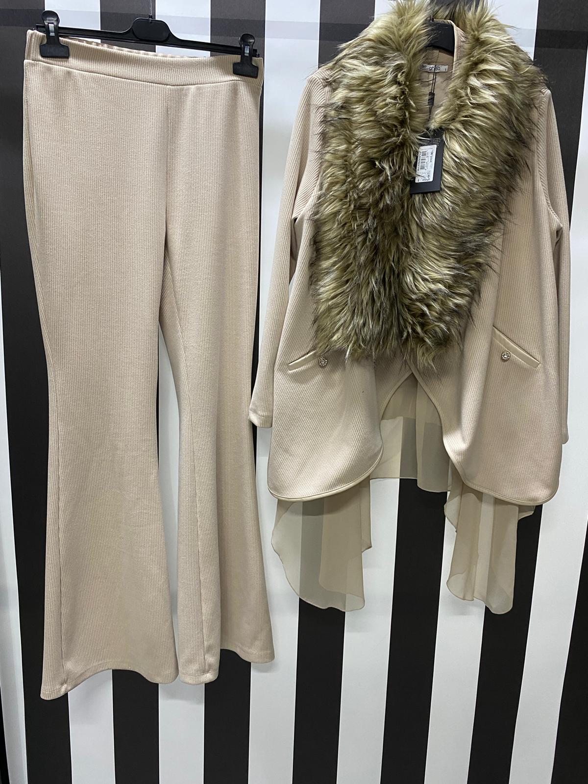 Ribanalı Tunik Pantolon Takımı 4474 - BEJ