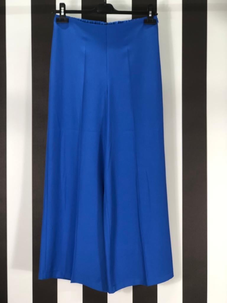 Saten Krep Bol Paça Pantolon 5386 - MAVİ