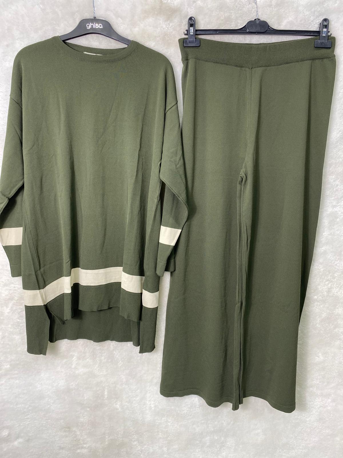 Seçil Store Çizgili Takım 1005 - HAKİ