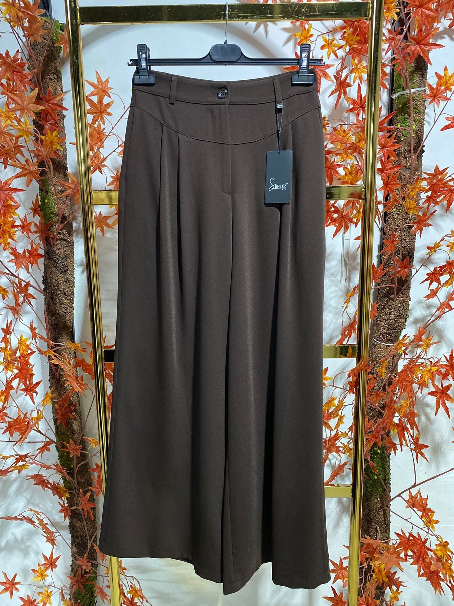 Sentez 5638 Eyfer Geniş Paça Pileli Pantolon