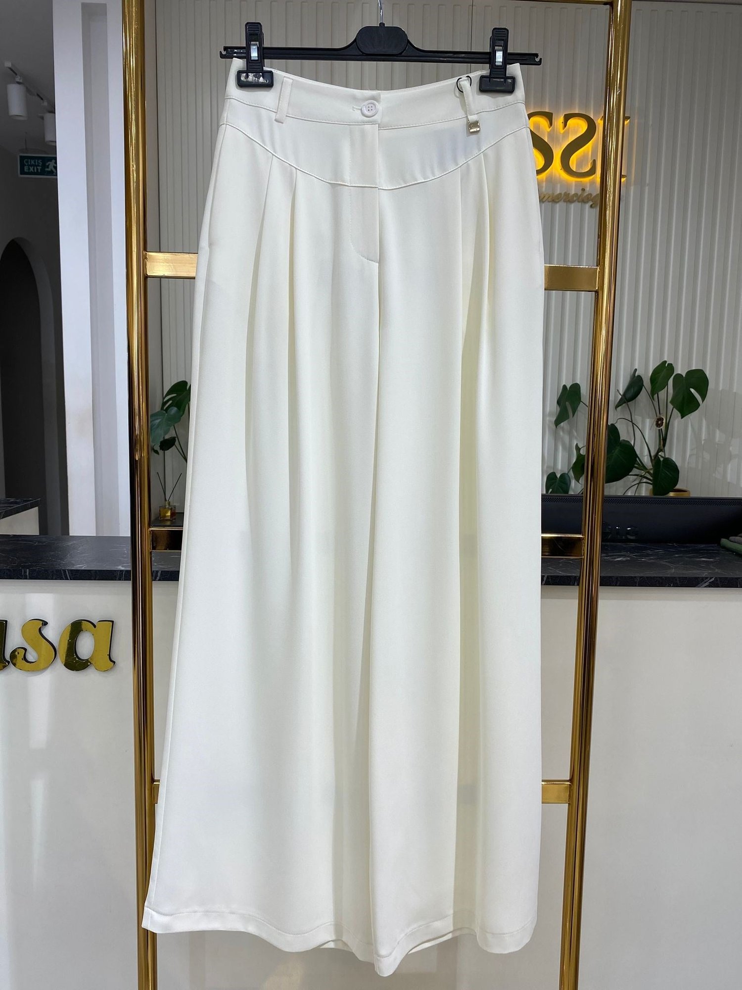 Sentez 5638 Eyfer Geniş Paça Pileli Pantolon