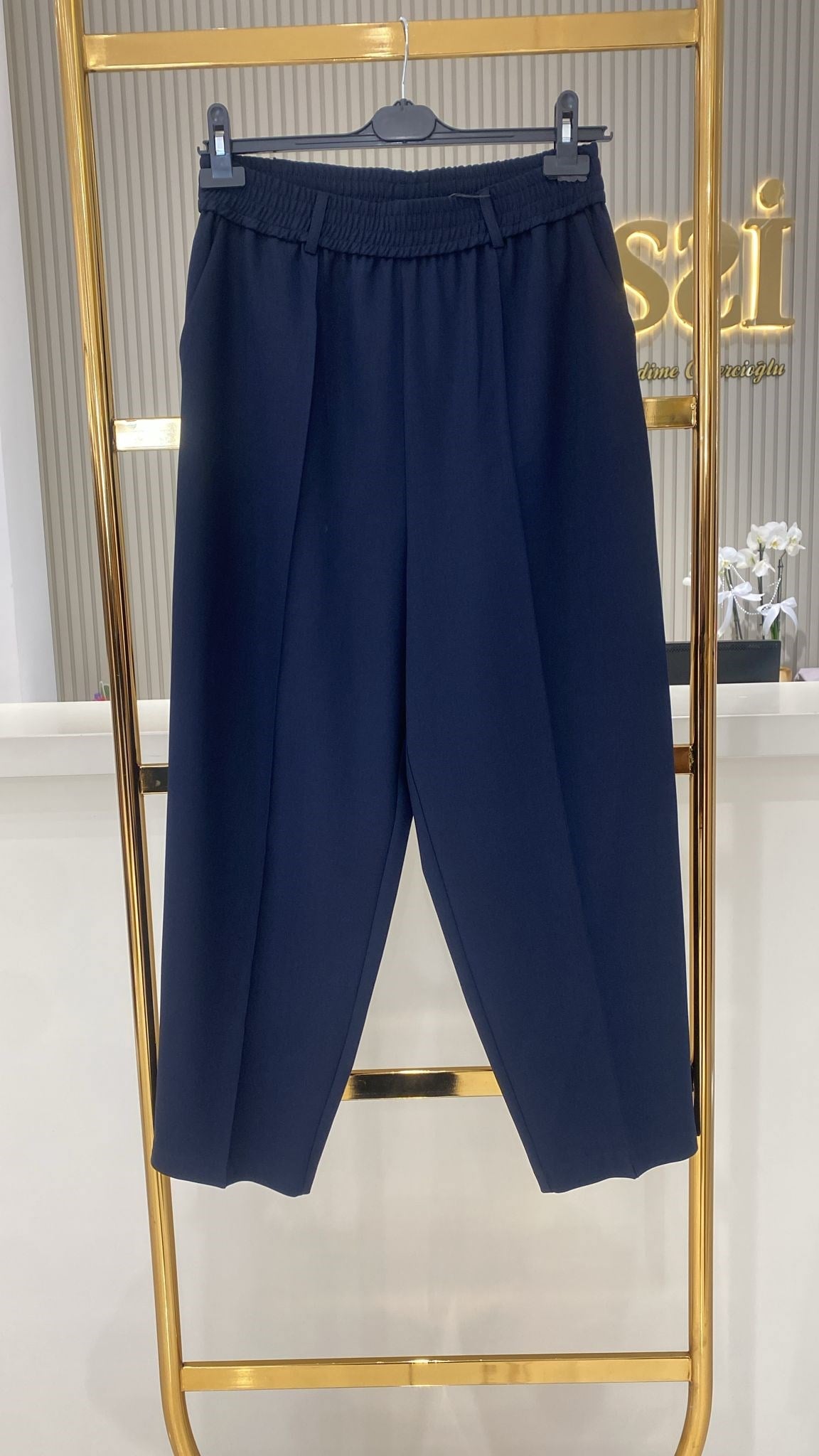 Sentez Beli Lastikli Havuç Pantolon 5583 - LACİVERT